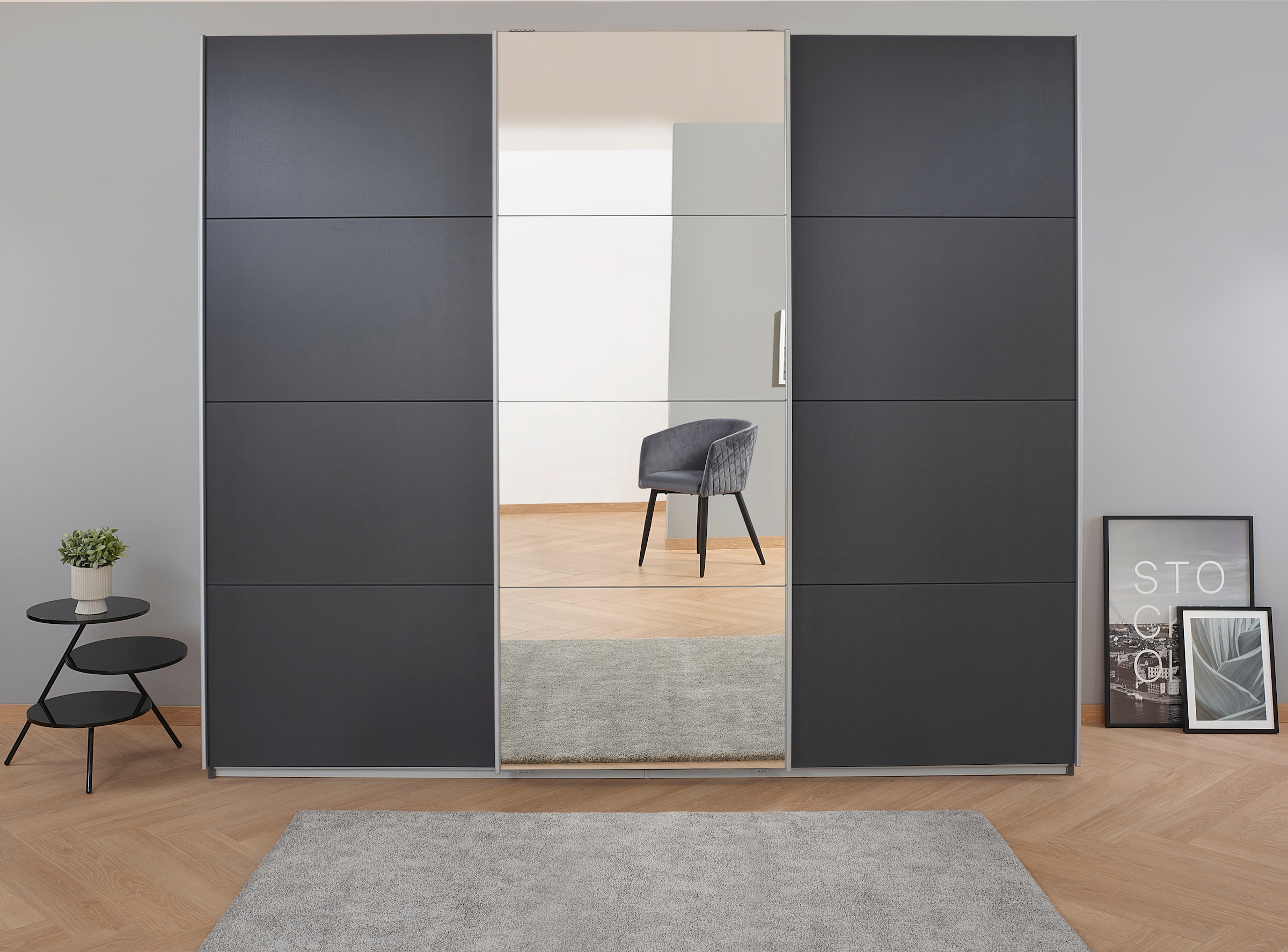 rauch Schwebetürenschrank »Kleiderschrank Schrank Garderobe BESTSELLER KOLUNA mit Spiegel«, inkl. 2 Innenschubladen sowie extra Einlegeböden MADE IN GERMANY