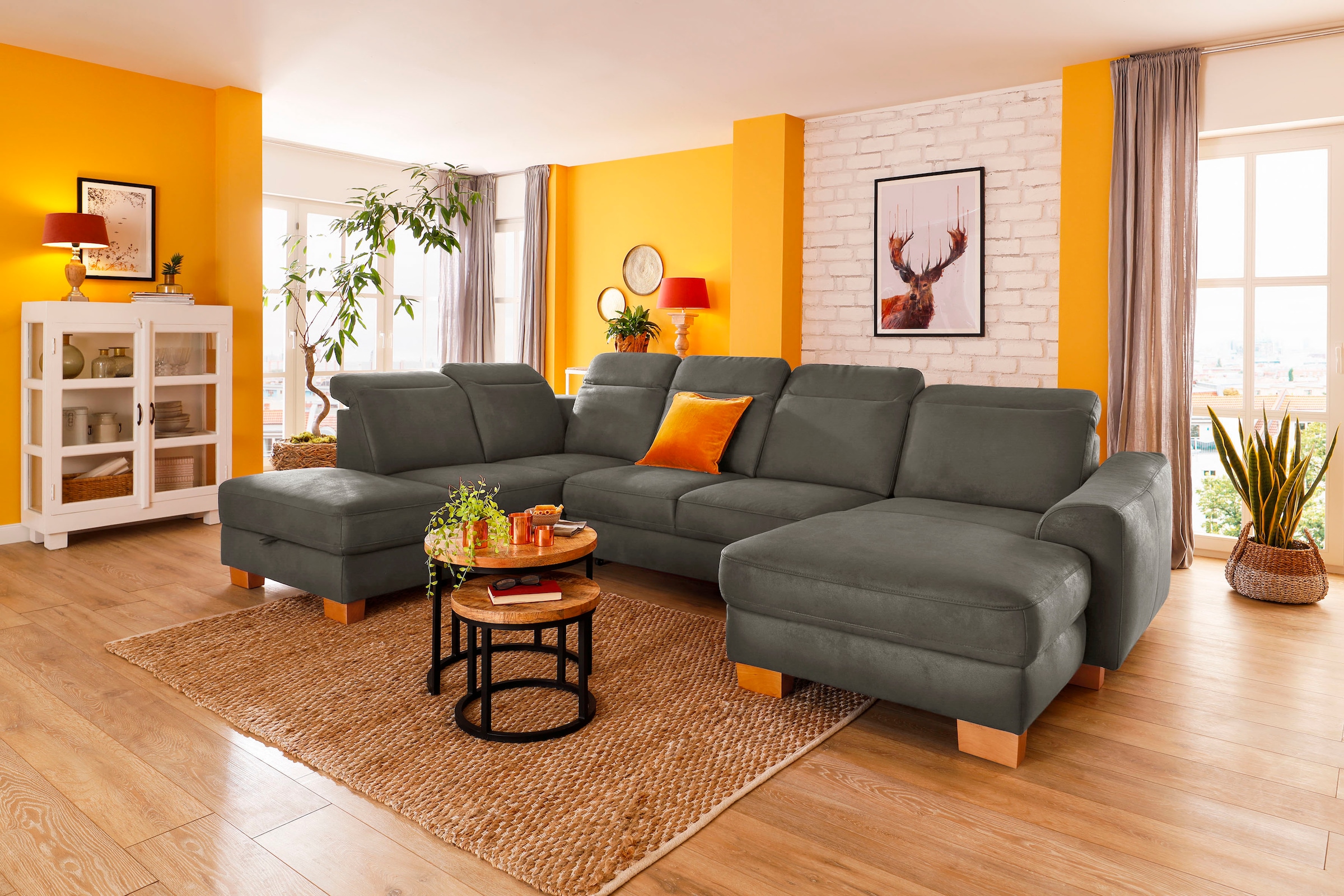 Home affaire Wohnlandschaft »Dundee U-Form« wahlweise mit Kopfteilverstellu günstig online kaufen