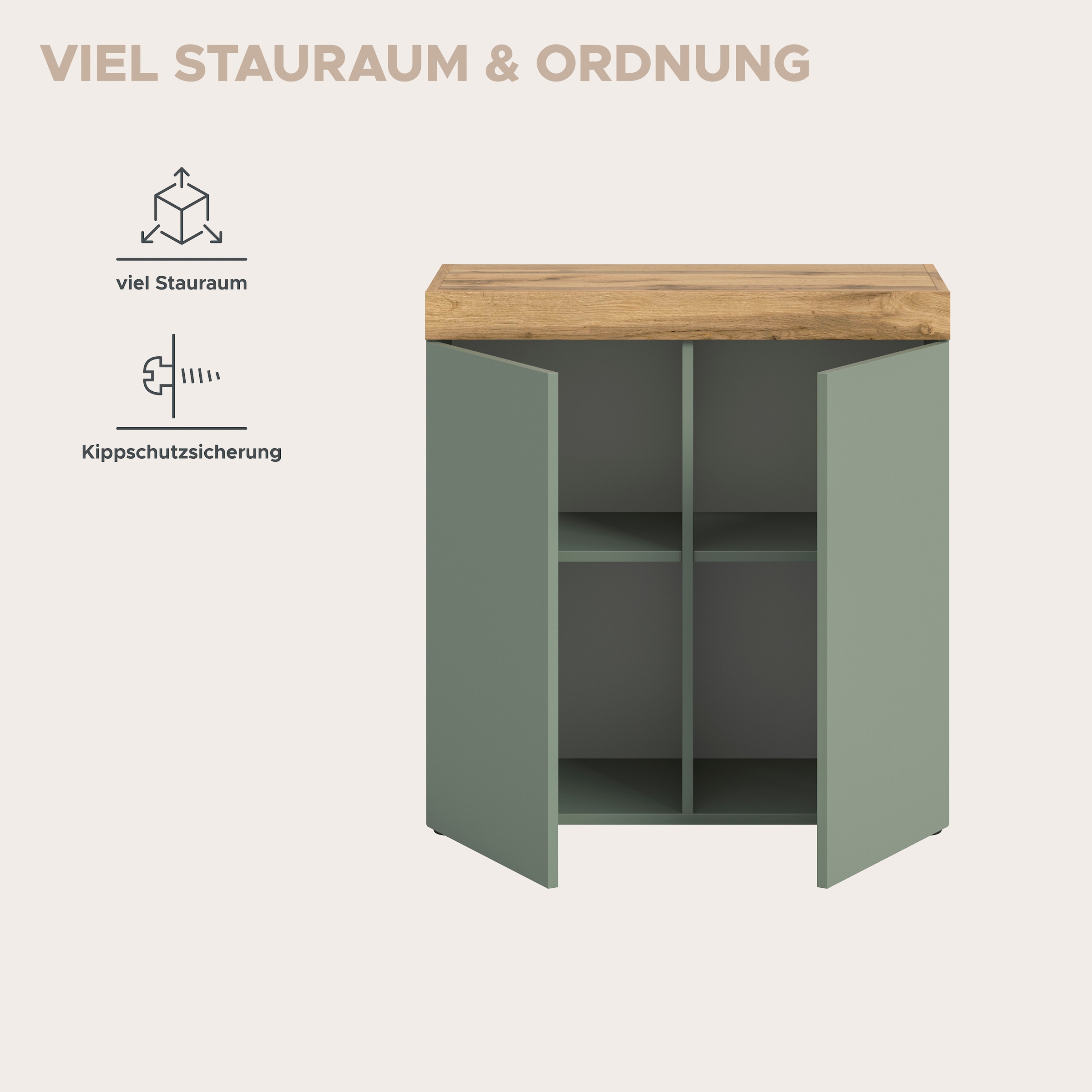 OTTO home Kommode »MAMBO, Breite 77cm, 2 Türen, 4 Fächer, push-2-open« 2 farbige Ausführung, in verschiedenen Farben erhältlich, 1 Stk. tlg. Kommode, Anrichte, Wohnzimmer, Schlafzimmer
