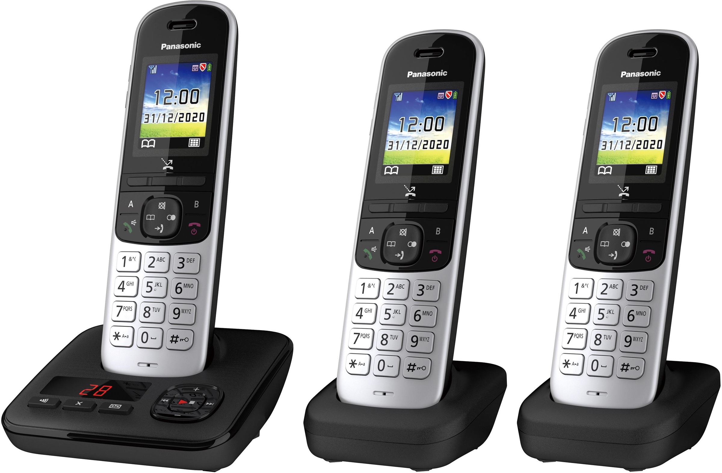 Panasonic Schnurloses DECT-Telefon »KX-TGH723 Trio«, (Mobilteile: 3), mit Anrufbeantworter