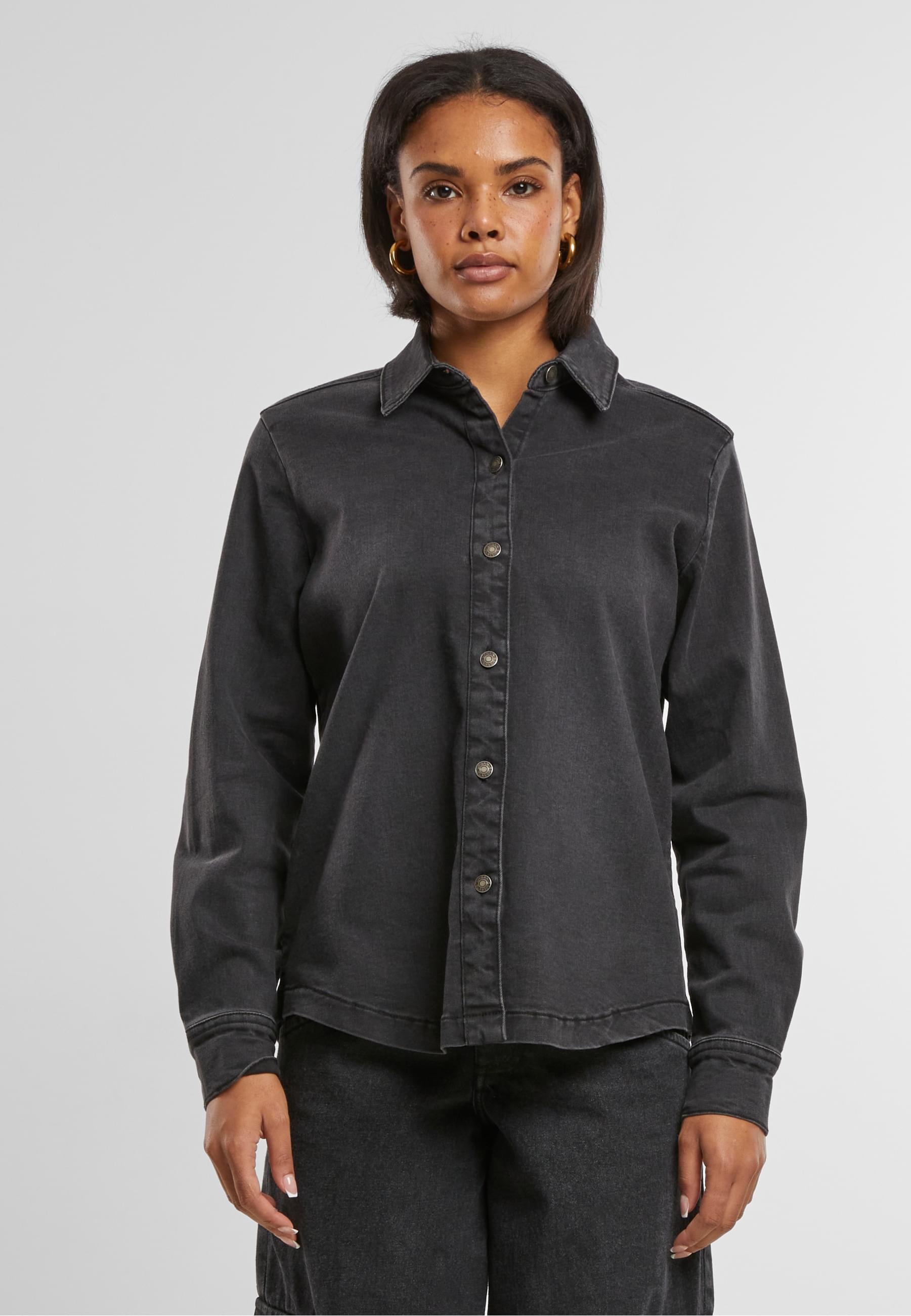 URBAN CLASSICS Langarmhemd »Urban Classics Ladies Denim Shirt«