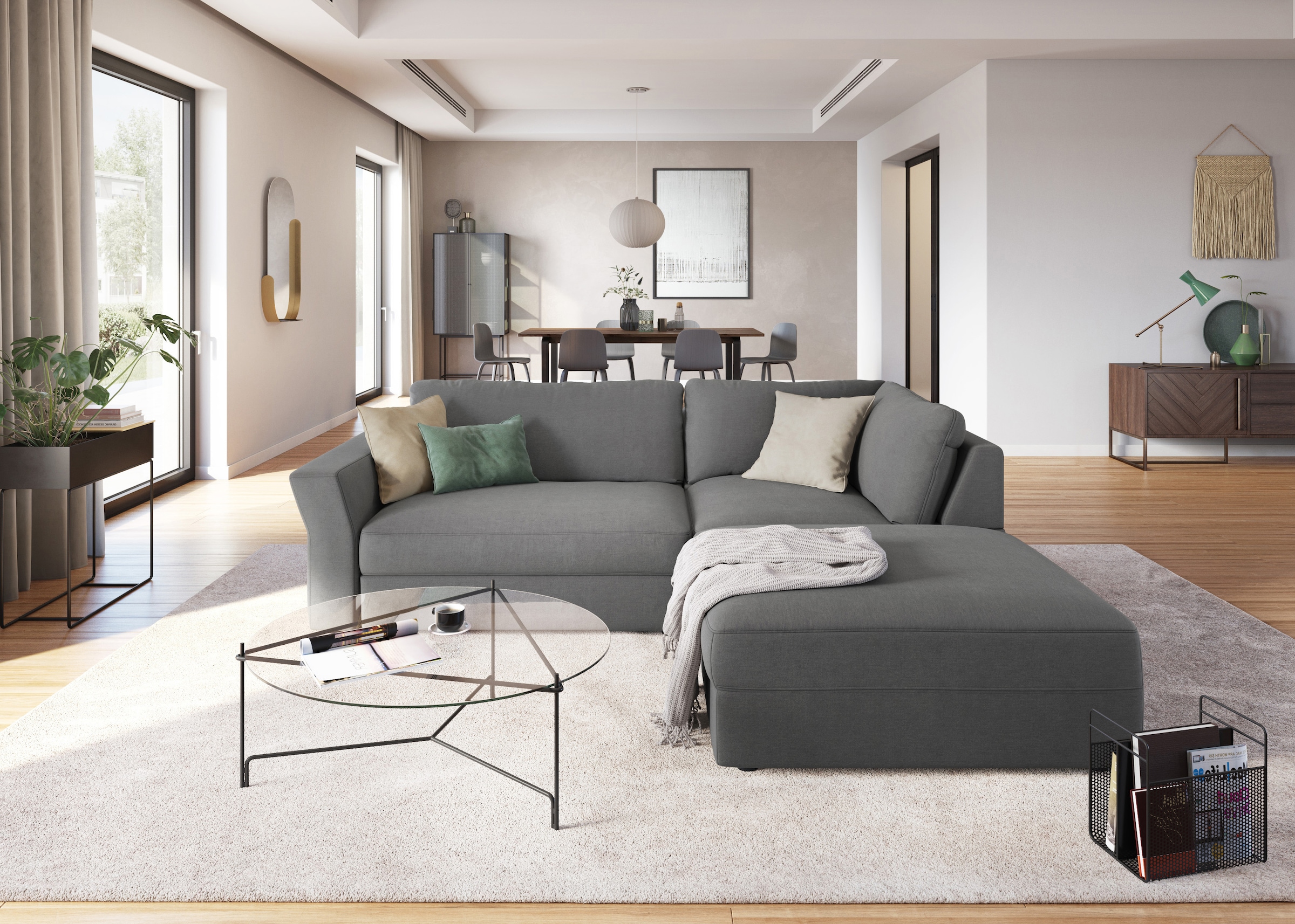 sit&more Ecksofa »Cadabra L-Form«, Breite 243 cm, inklusive Sitztiefenverstellung