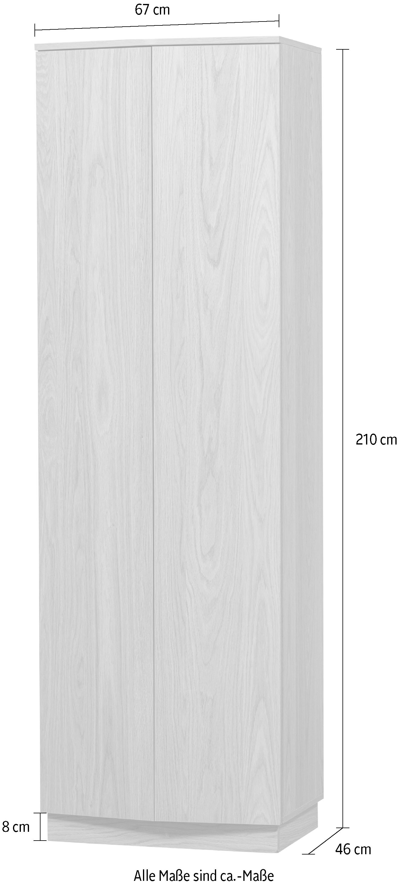 WOOOD Mehrzweckschrank »ZUMA  Garderobenschrank. Wäscheschrank, Höhe 210 cm« Eichenfurnier mit zeitlosem Design und Maserung