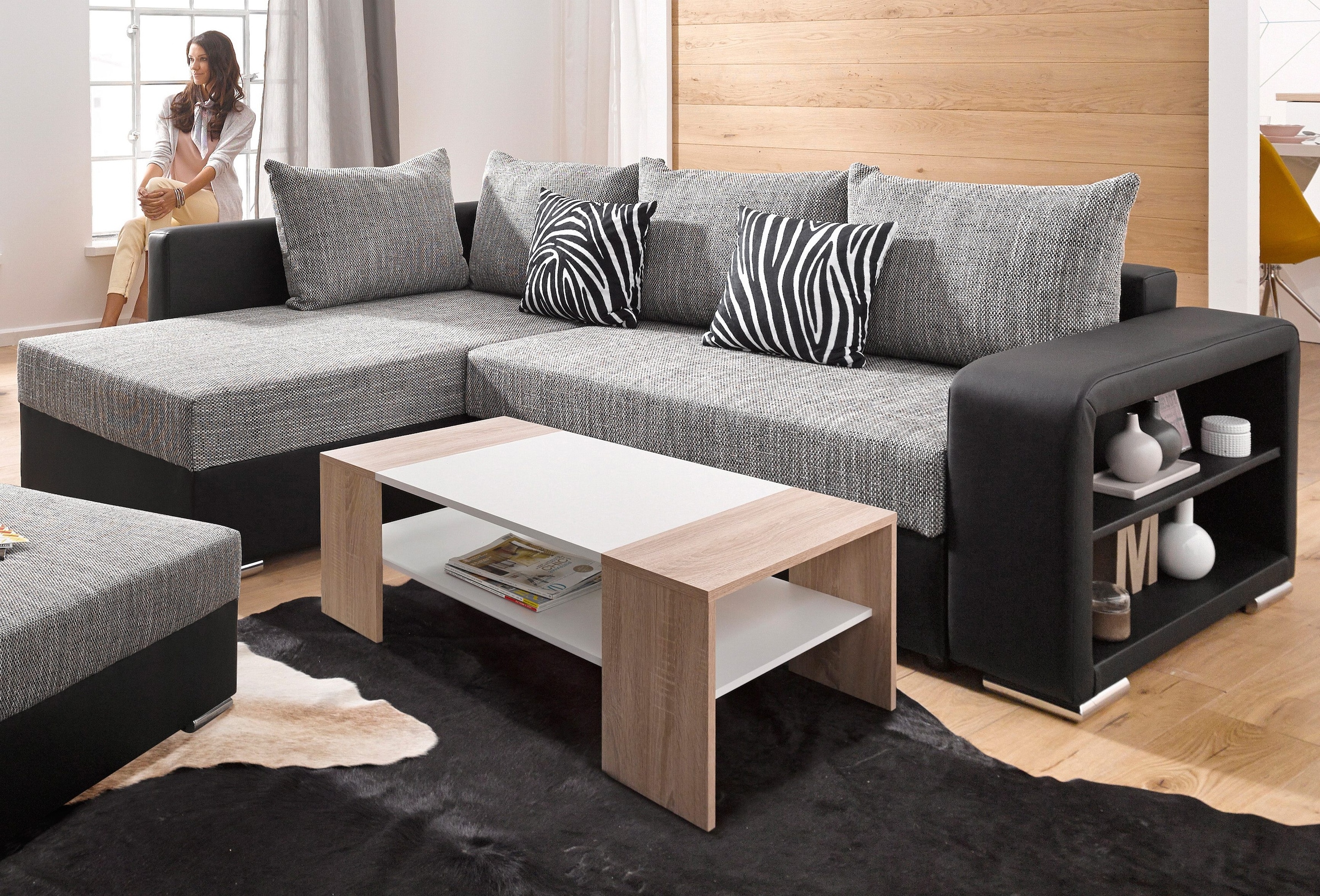 COLLECTION AB Ecksofa »John L-Form«, mit Bettfunktion, wahlweise mit Federk günstig online kaufen