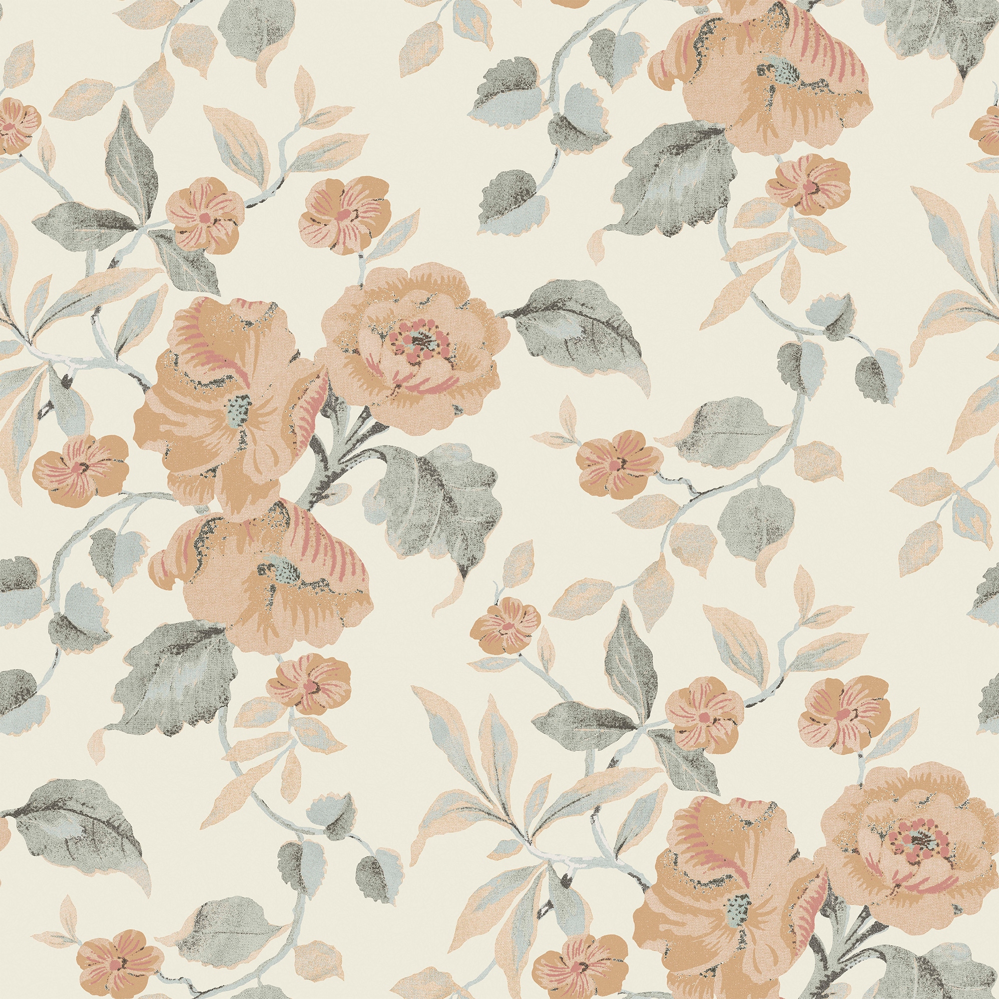 LAURA ASHLEY Vliestapete »Alyworth Trail Apricot« geblümt glatt 10mx52cm (ca. 5m2)