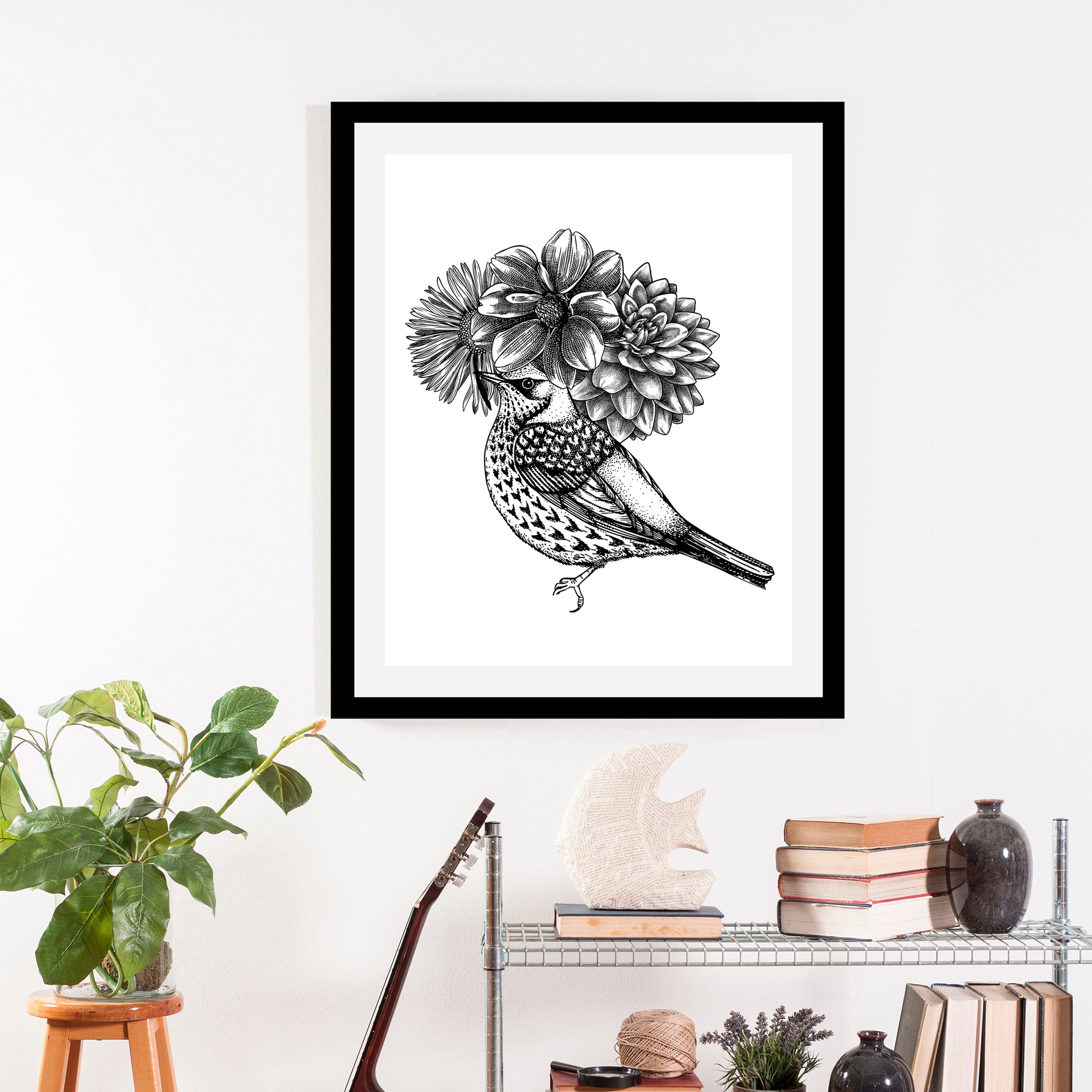 queence Bild »Gezeichneter Vogel«, (1 St.), HD Premium Poster-Druck inkl. H günstig online kaufen