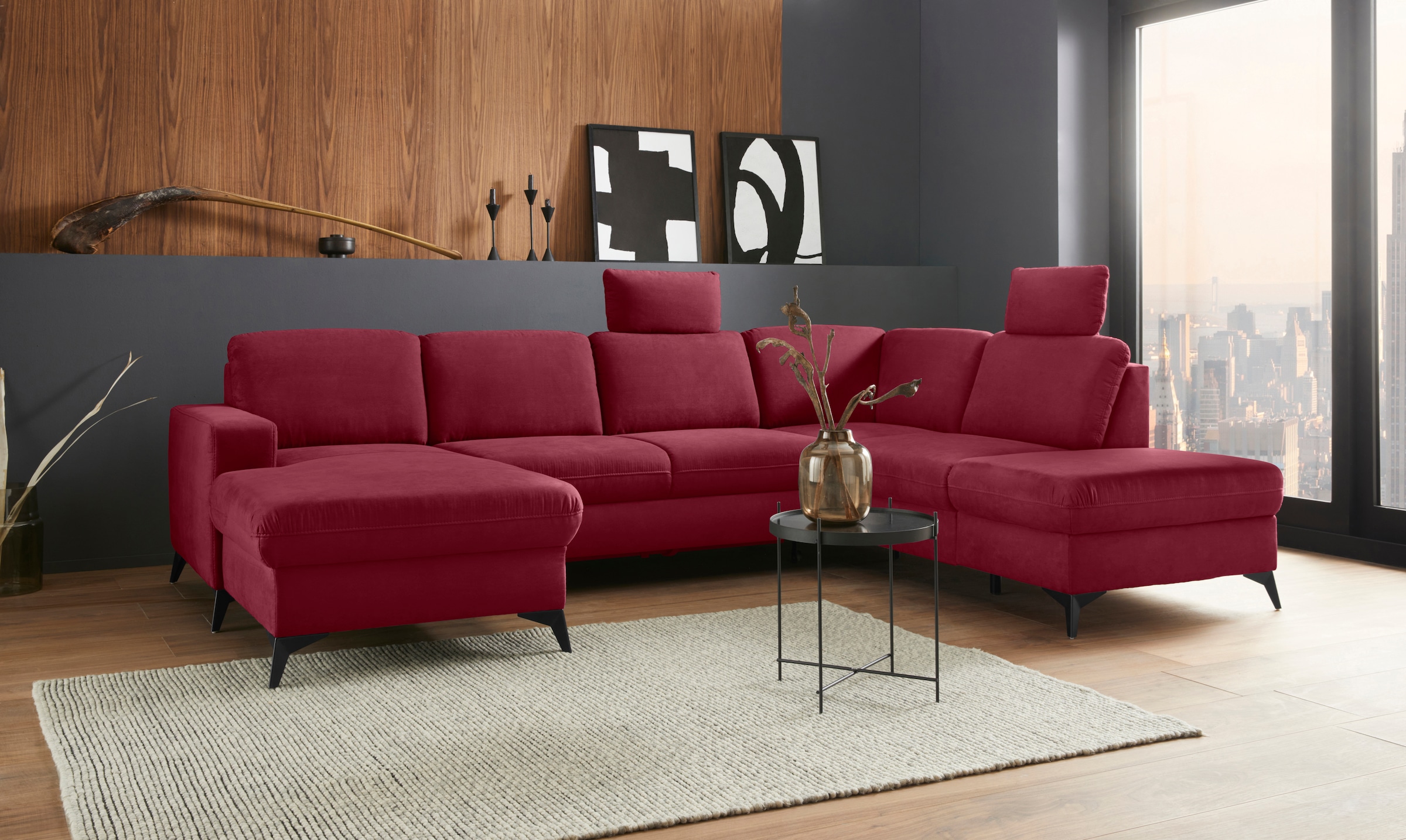 Home affaire Wohnlandschaft »Lolland U-Form« Wahlweise mit Bettfunktion und günstig online kaufen