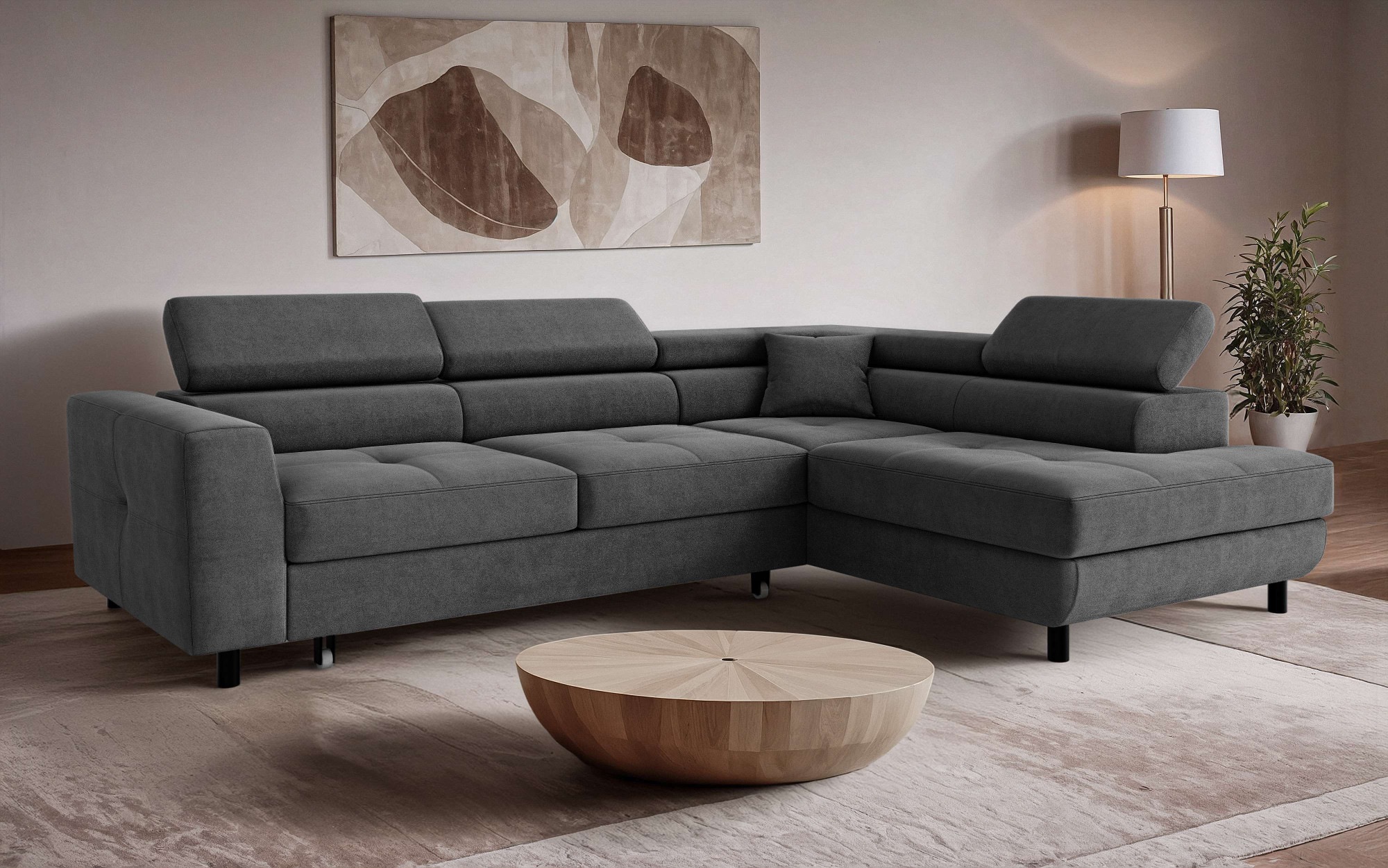 OTTO home Ecksofa »AADEN Schlafsofa mit verstellbaren Kopfstützen, B/T/H: 2 günstig online kaufen