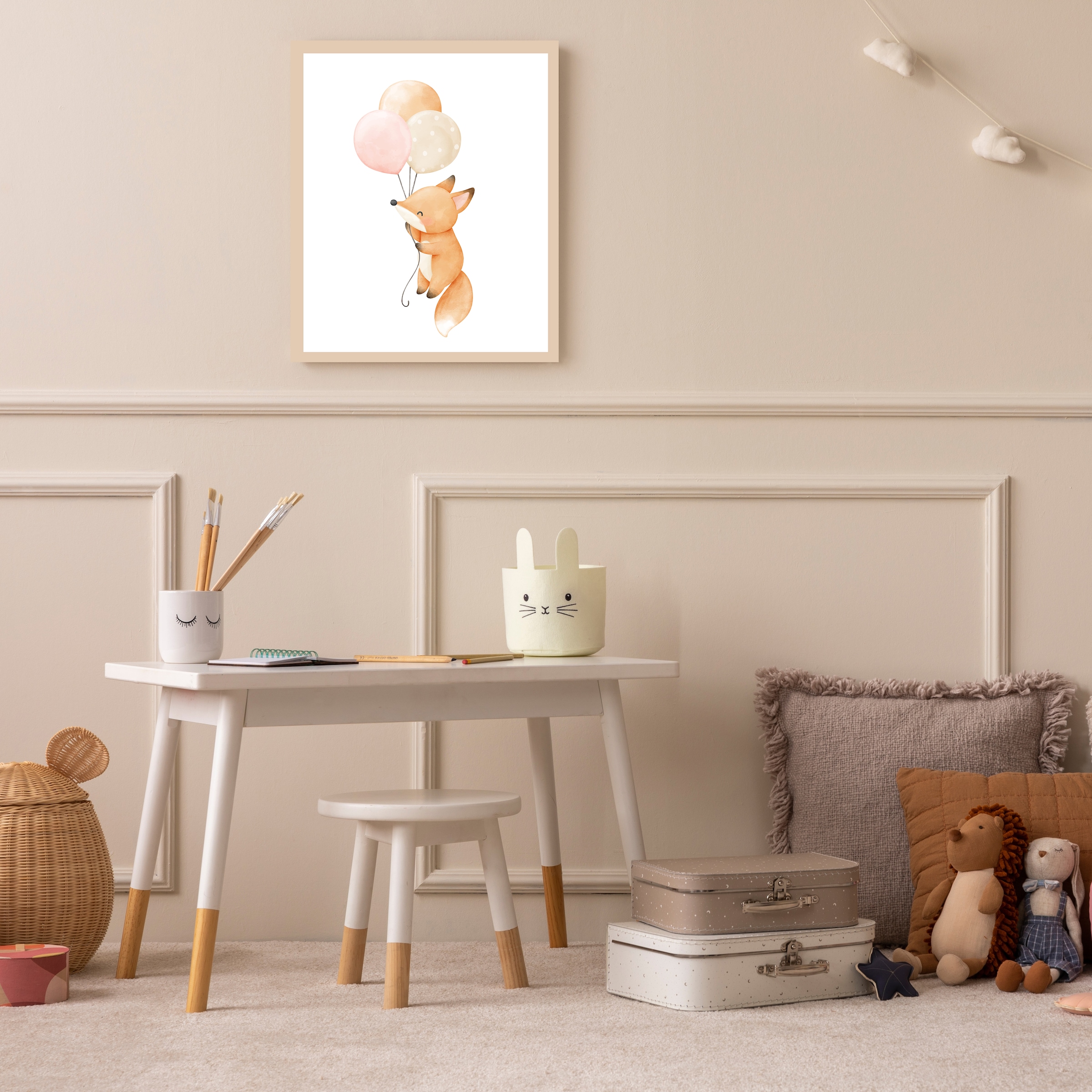 Lüttenhütt Bild mit Rahmen »oder Poster, Fuchs mit Luftballons«, Fantasy-Fü günstig online kaufen