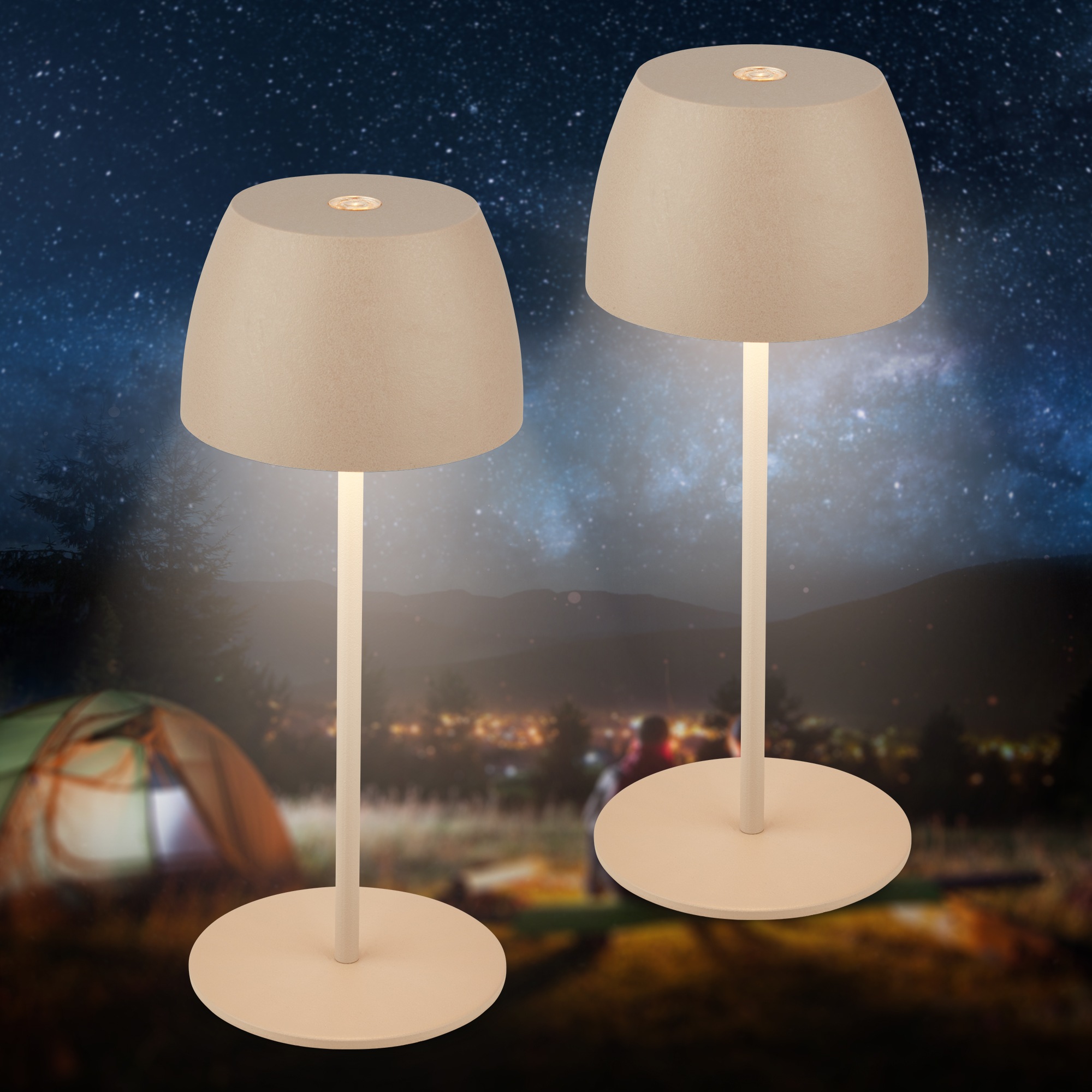 Briloner Leuchten Tischleuchte »2er Set LED Tischlampe kabellos, beige«, 2er Set Tischlampe kabellos 20x8cm Beige 2,5W
