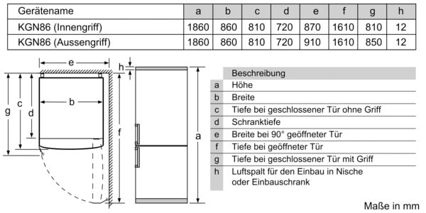 BOSCH Kühl-/Gefrierkombination »KGN86VIEA«, KGN86VIEA, 186 cm hoch, 86 cm breit