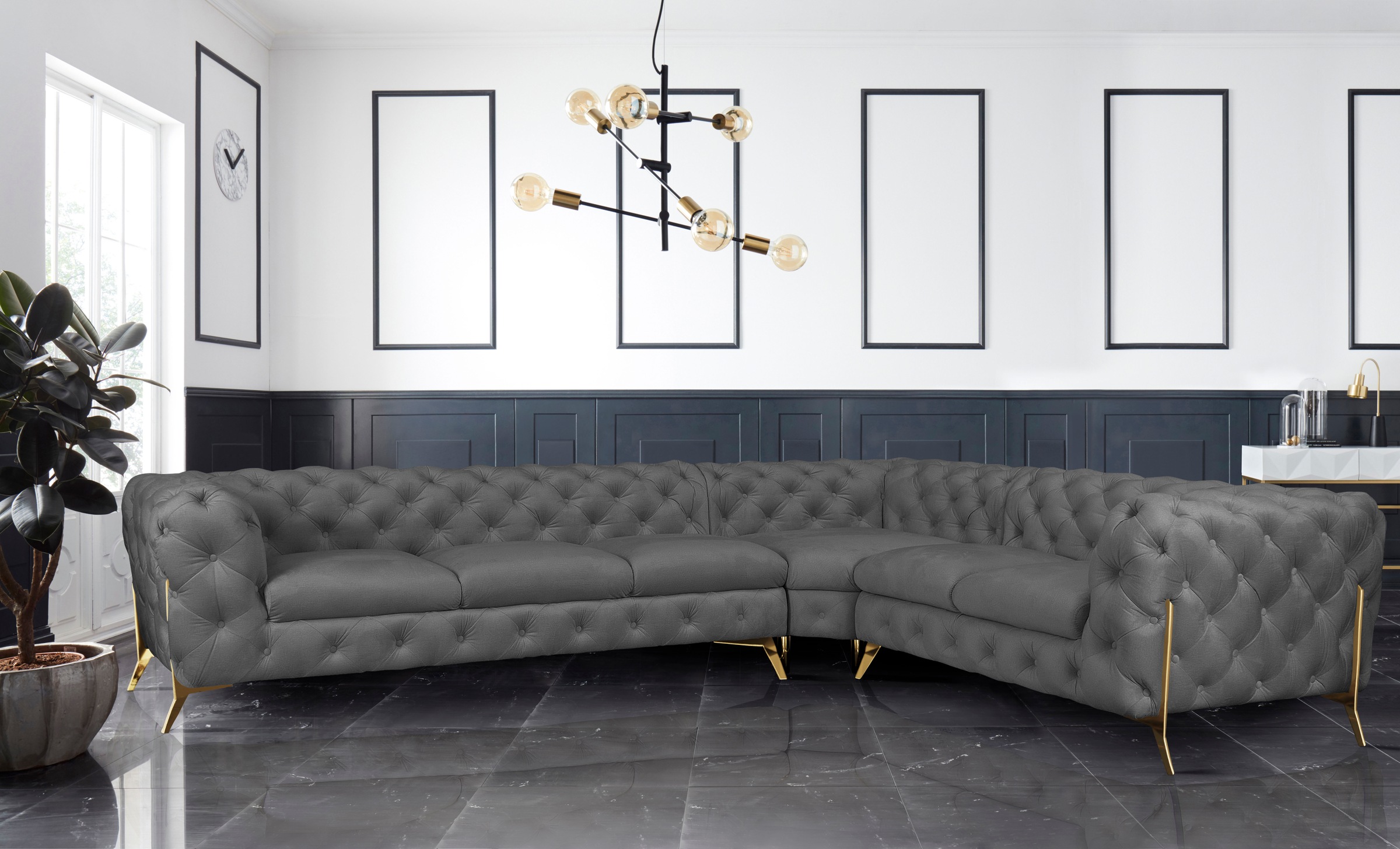 Home affaire Chesterfield-Sofa »Amaury L-Form« großes Ecksofa, Chesterfield günstig online kaufen