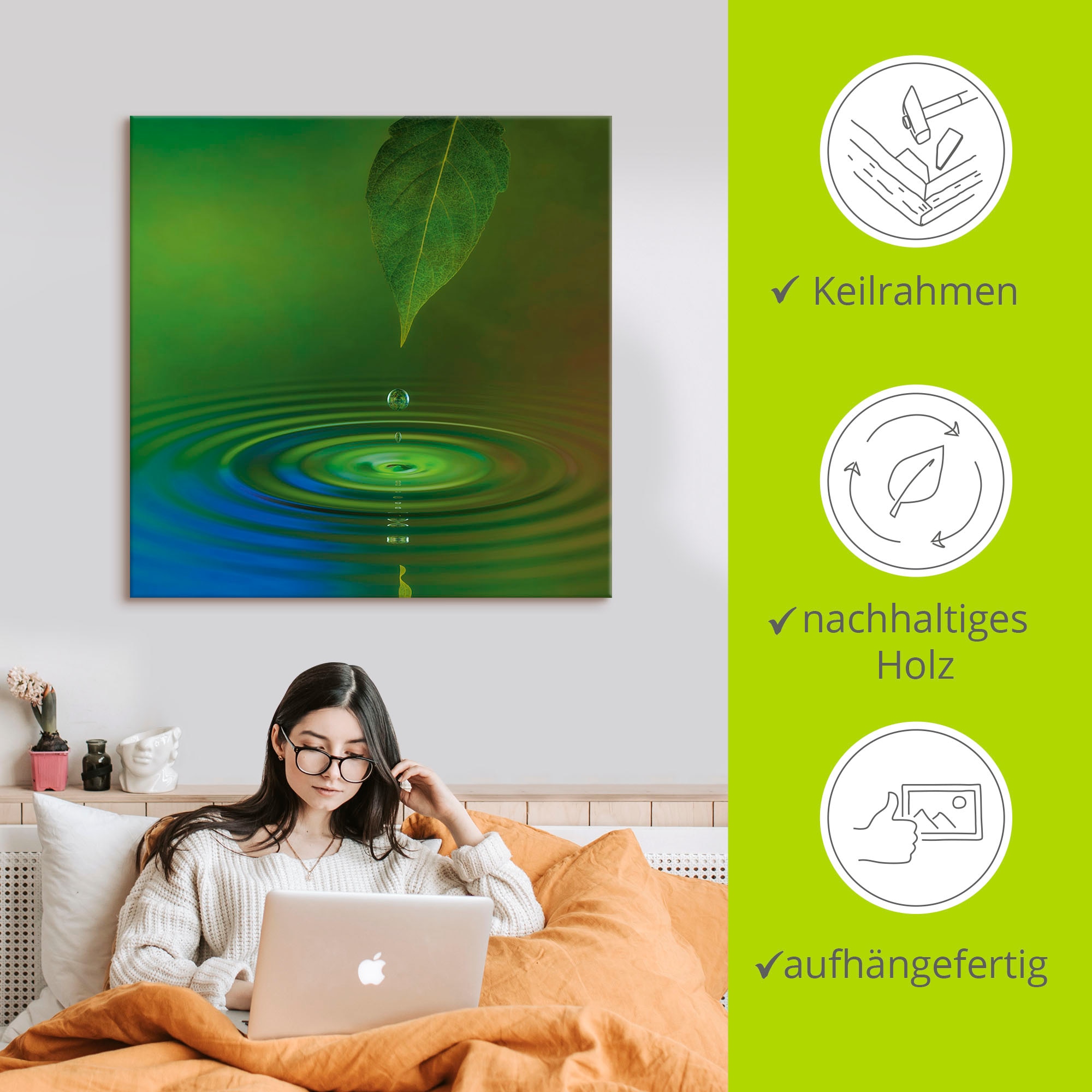 Artland Wandbild »Wassertropfen«, Zen, (1 St.), als Alubild, Outdoorbild, Leinwandbild in verschied. Größen