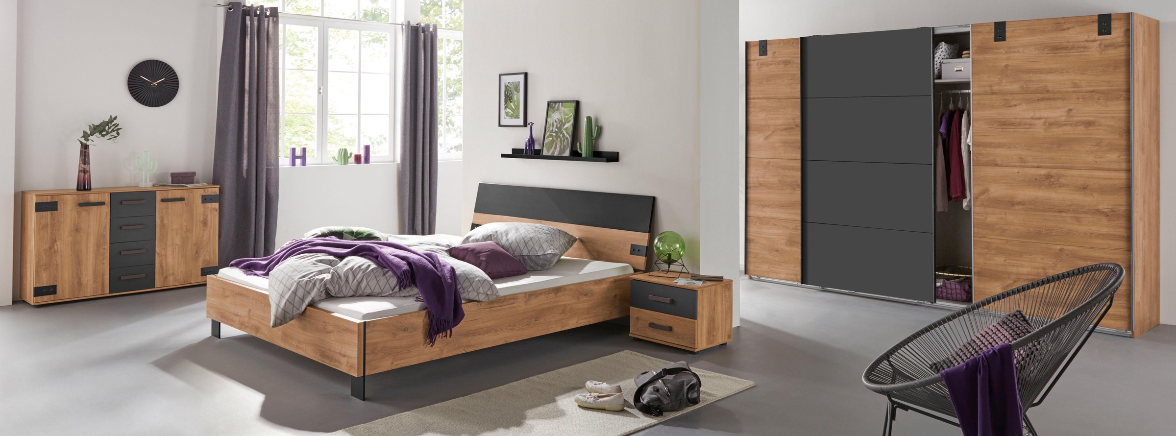 Wimex Schwebetürenschrank »Malmö, Kleiderschrank wahlweise mit oder ohne Spiegel«, Kleiderschrank im Industrial Design, 225 oder 270cm breit