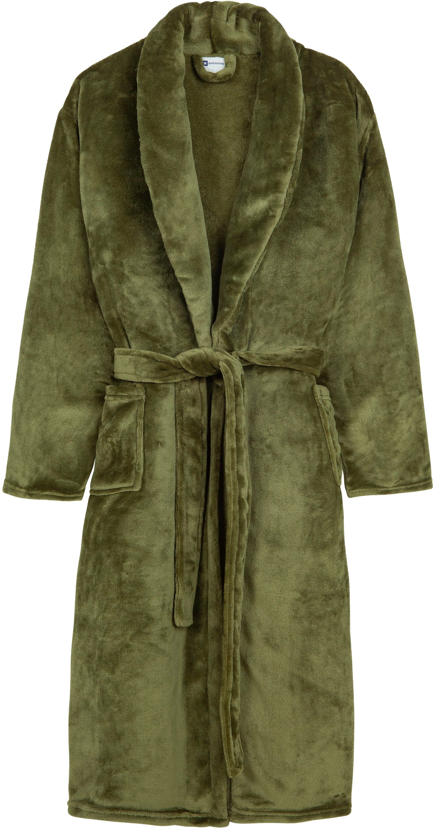 good morning Bademantel »Good morning Bathrobe uni«, (Packung, 1 St., 1x Bademantel), Schalkragen, Gürtel, Taschen, Damen & Herren, Velours, Glanz