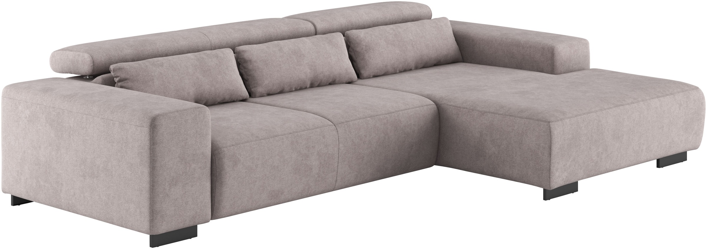 COTTA Ecksofa »Side L-Form, mit Kopfteilverstellung & 3 Nierenkissen«, optional motorische Sitztiefenverstellung