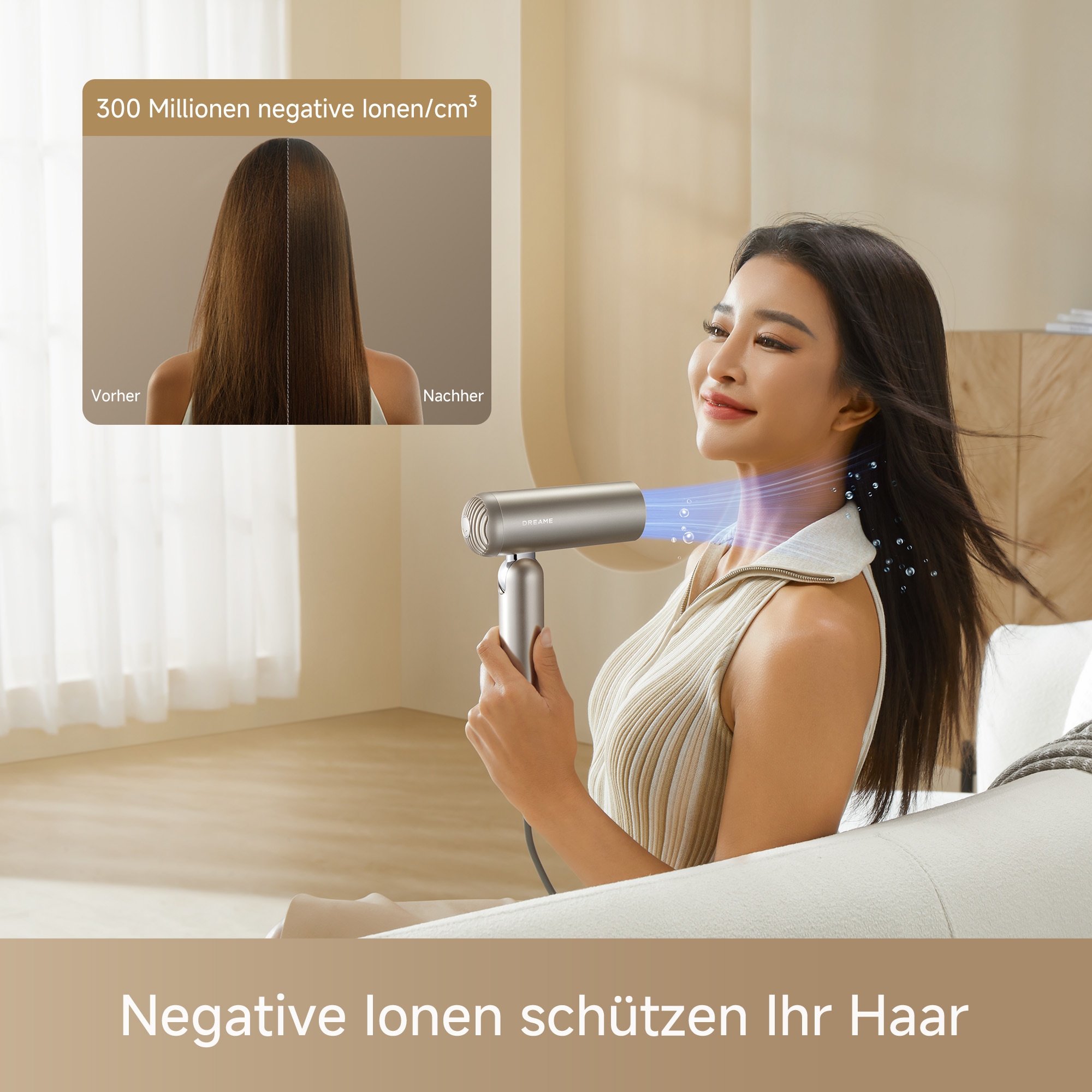 Dreame Haartrockner »Pocket Pro« 1.300 W 4 Aufsätze Kompaktes 5-in1-Design, 1.300 Watt, Hitzeschutz