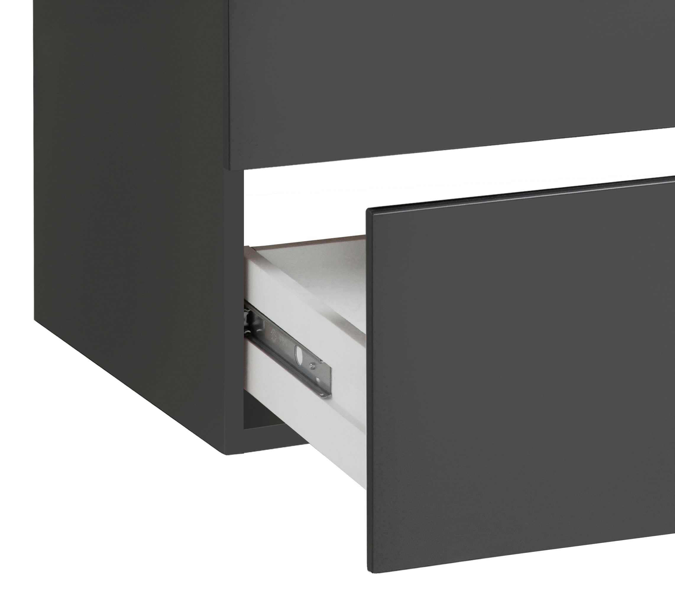 welltime Waschtisch »Trento Light mit Keramik-Auflagebecken«, 1 feste Blende und 1 Auszug, Breite: 61cm, Anthrazit Matt