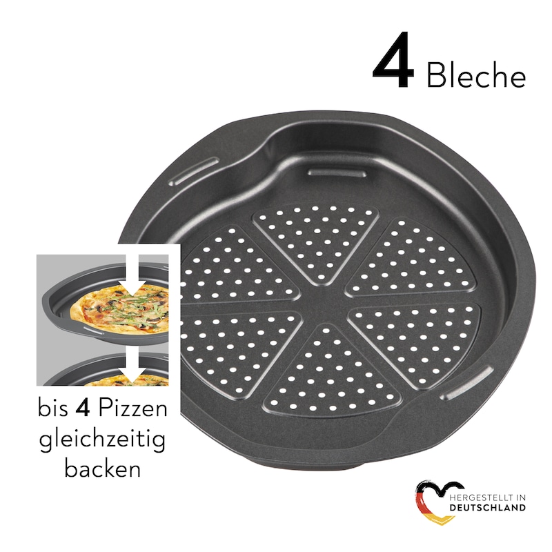 CHG Pizzablech »SENSAZIONE« Metall Set, 4 Stk. tlg. Made in Germany anthrazit-metallic