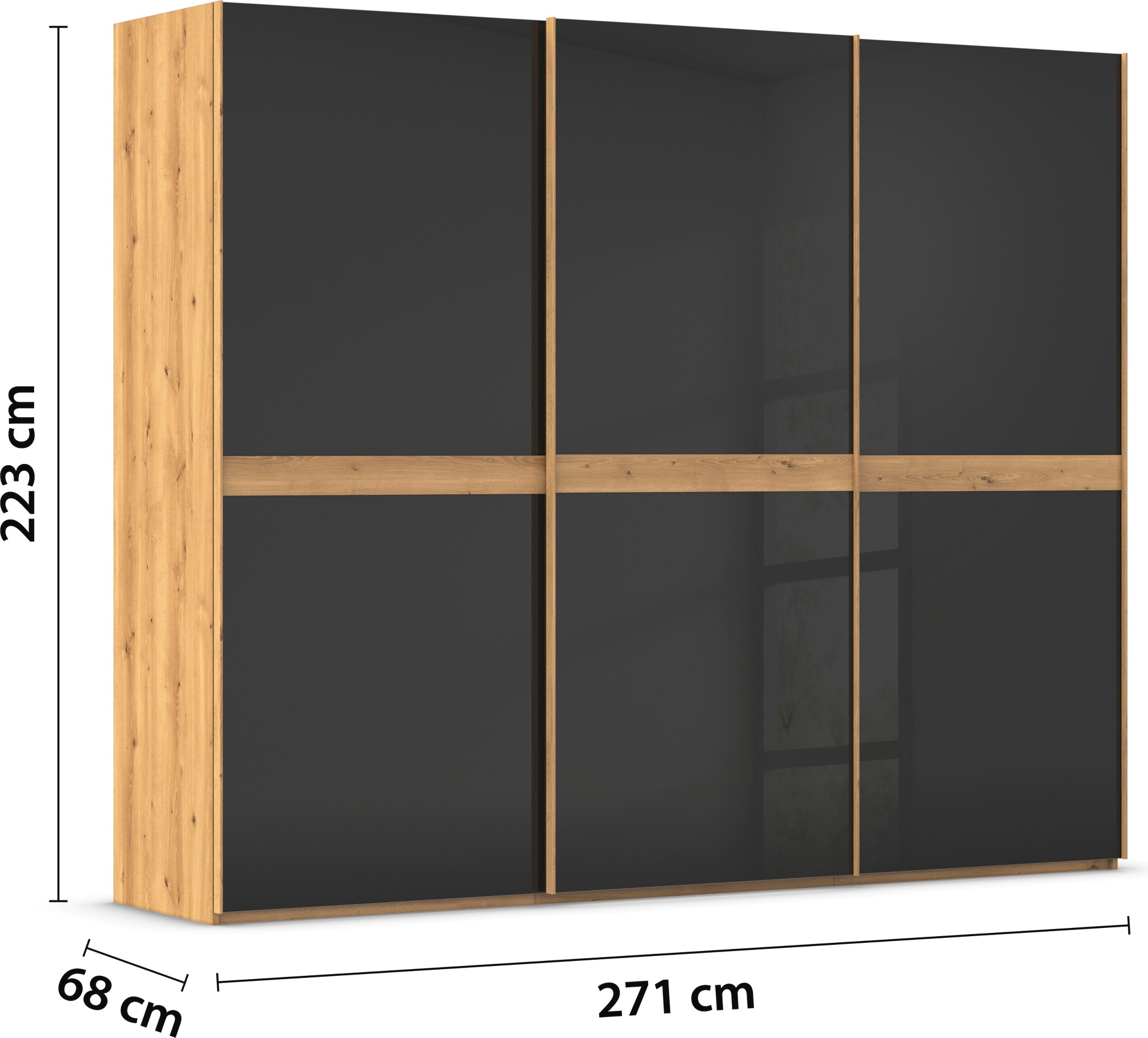 rauch Schwebetürenschrank »Kleiderschrank Schrank Garderobe Schlafzimmerschrank SCALE-LINE«, edle Optik mit Bauchbinde in Korpusfarbe mit Glasfront MADE IN GERMANY