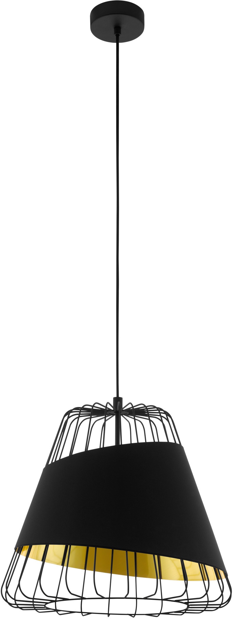 EGLO Hängeleuchte »AUSTELL Pendellampe, E27, IP20, Stahl und Textil, Hängelampe, Lampe« E27 Pendelleuchte, H110 x Ø36 cm, schwarz,gold, 1X60W exkl.
