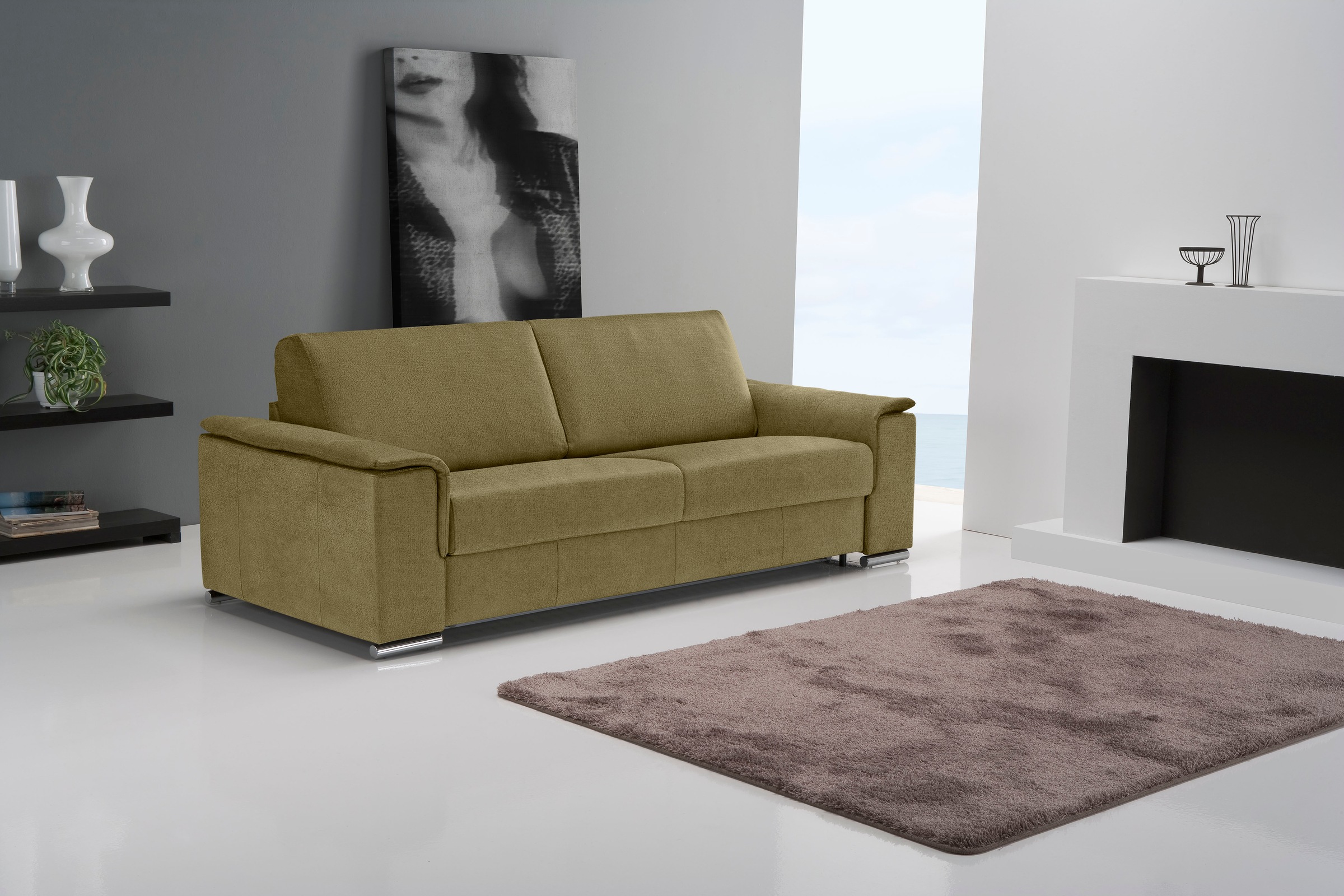 Egoitaliano 2,5-Sitzer »Cecilia, modern und elegant mit erstklassigem Sitzkomfort«, mit verchromten Metallfüßen
