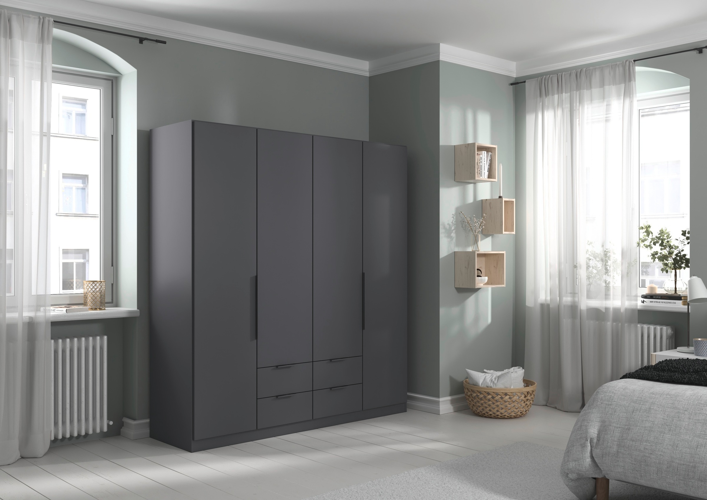 rauch Drehtürenschrank »Kleiderschrank Schrank Garderobe KREFELD optional mit Spiegel«, mit 3 Griff-Varianten, inkl. praktischen Schubladen MADE IN GERMANY