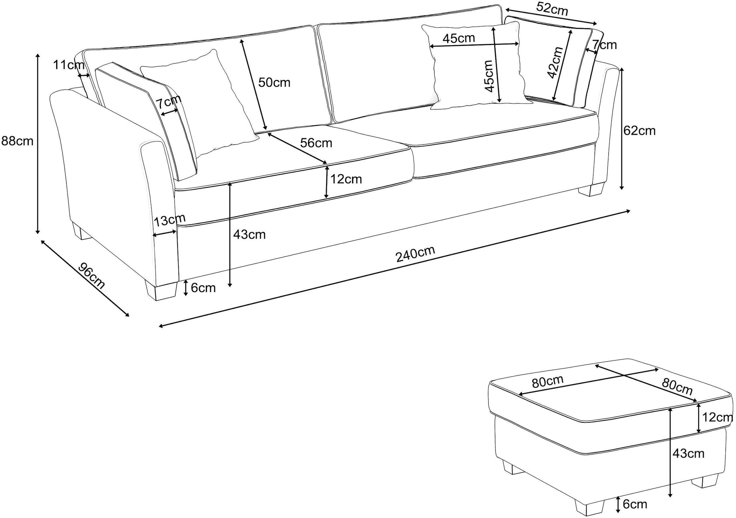 Home affaire Polsterecke »CALIFORNIA«, (2 St.), maritimer Landhausstil, Ecksofa, Hocker links / rechts montierbar
