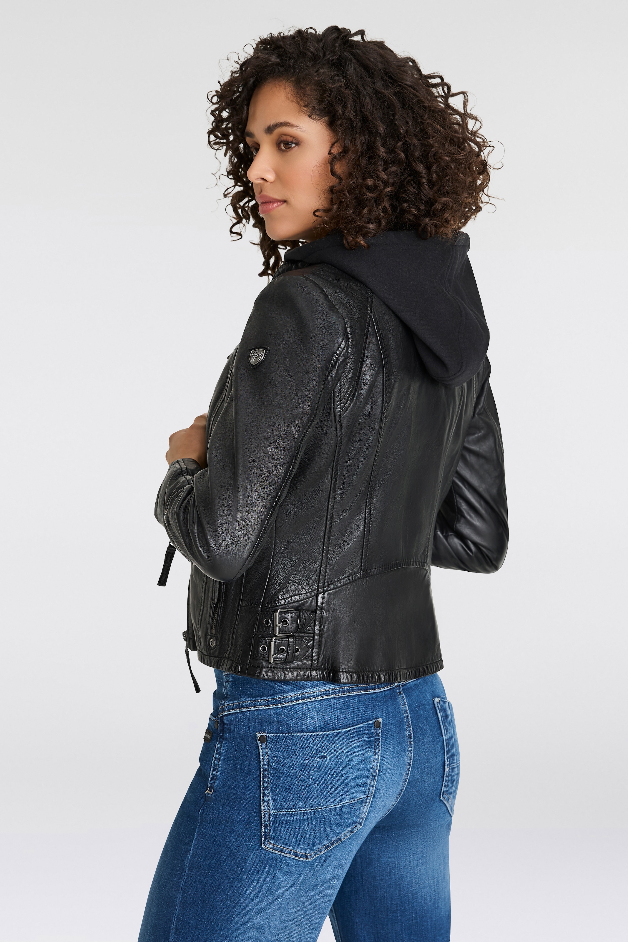 Mauritius Lederjacke »NOLA«, mit Kapuze, Two-in-One Style - mit abnehmbarer Jersey-Kapuze