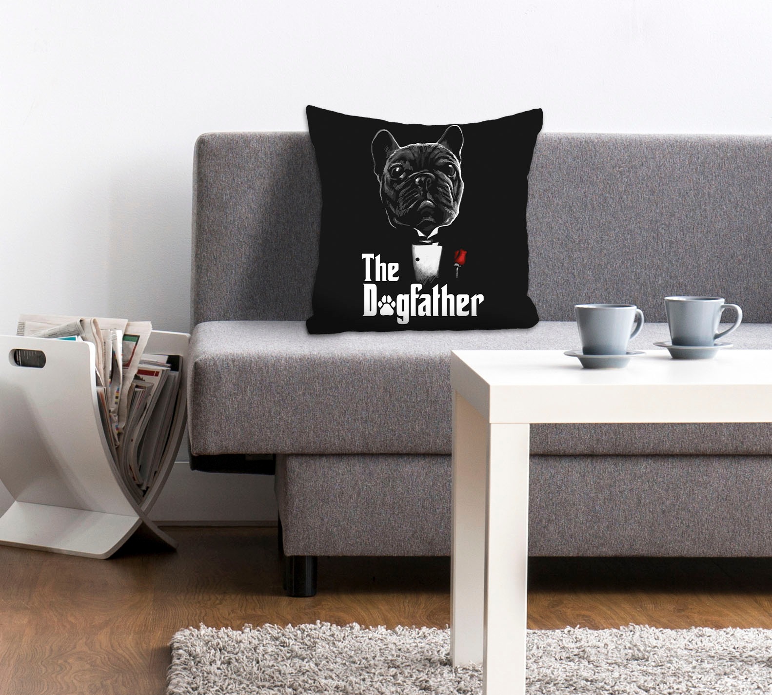 queence Dekokissen »THE DOGFATHER«, mit einem Mops im Anzug günstig online kaufen