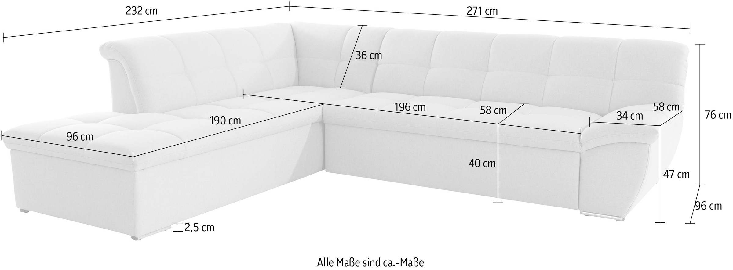 DOMO collection Ecksofa »Lagoa L-Form«, wahlweise mit Bettfunktion, frei im Raum stellbar, große Farbvielfalt