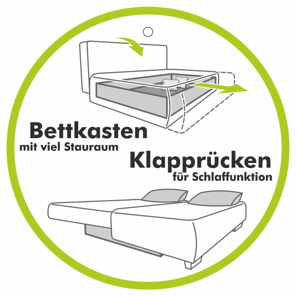 Jockenhöfer Gruppe Schlafsofa, inklusive Bettfunktion, Stauraum/Bettkasten, Wellenfederung