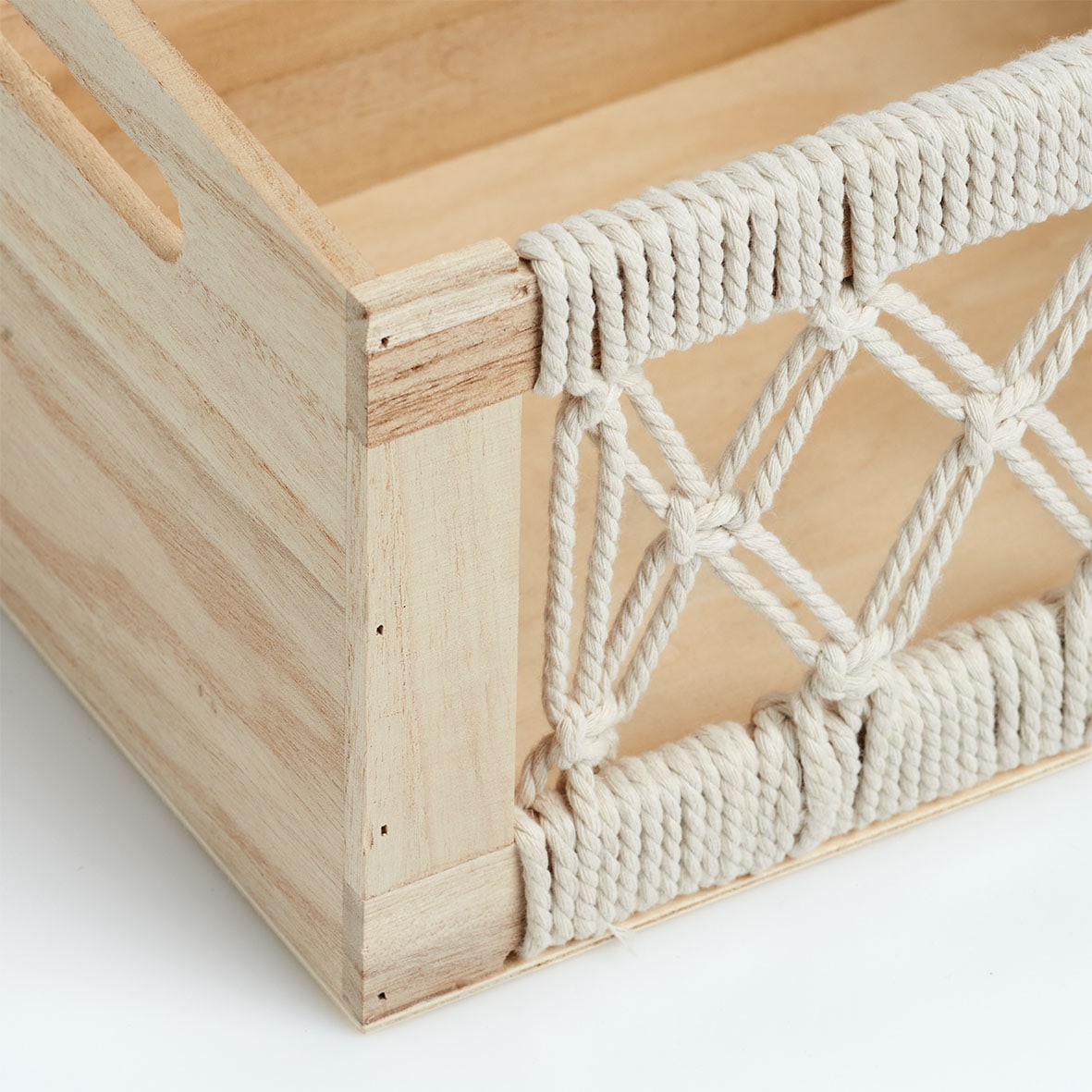 Zeller Present Dekokiste »Aufbewahrungskiste Boho", Holz"«, (1 St.), Makramee-Design