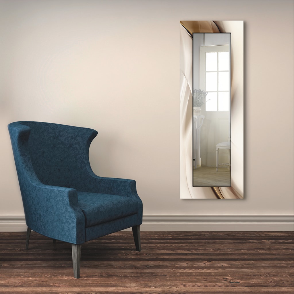 Artland Dekospiegel »Braune abstrakte Welle«, gerahmter Ganzkörperspiegel mit Motivrahmen, geeignet für kleinen, schmalen Flur, Flurspiegel, Mirror Spiegel gerahmt zum Aufhängen