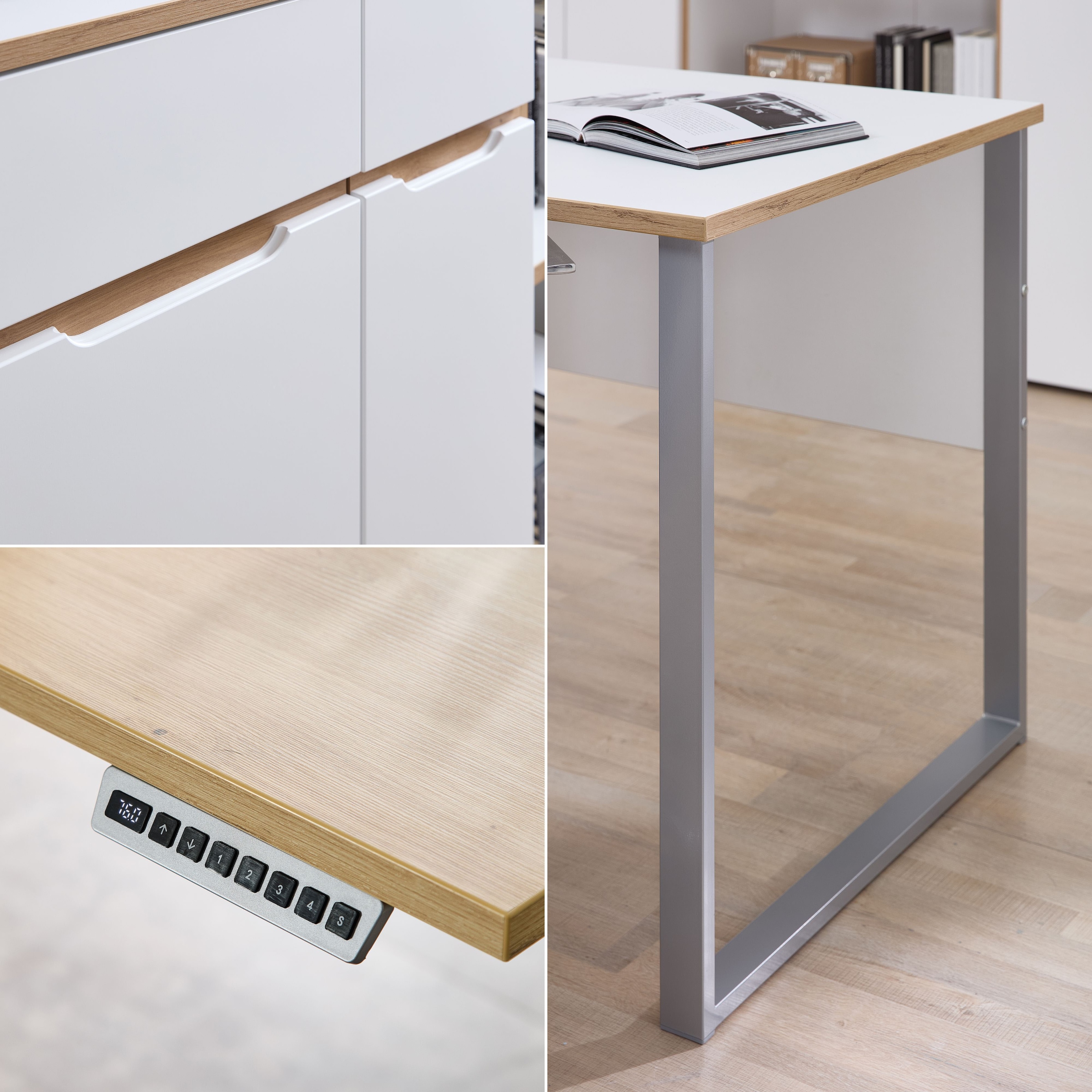 Innostyle Schreibtisch »Memphis Eckschreibtisch, 223x77x170cm (B/H/T)« 1 Stk. tlg. ABS-Kantenschutz, Soft Touch Oberfläche