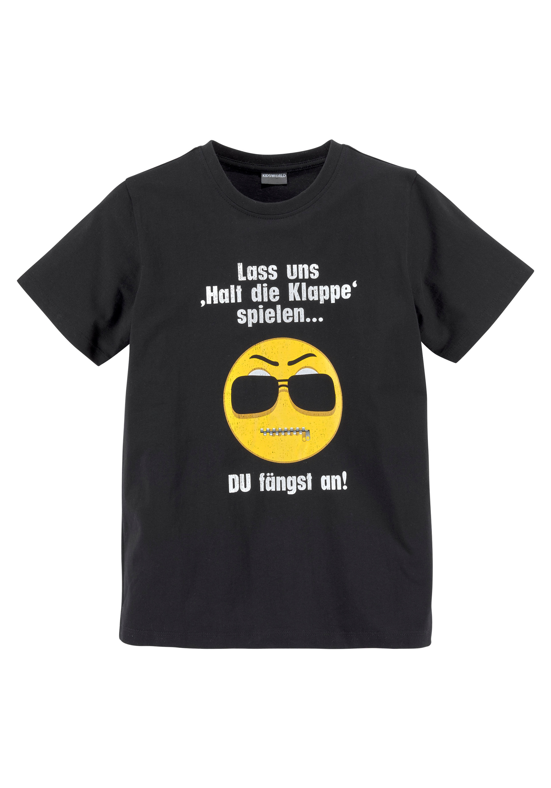 KIDSWORLD T-Shirt »LASS UNS: Online-Shop Spruch DIE SPIELEN«, KLAPPEN! im HALT bestellen