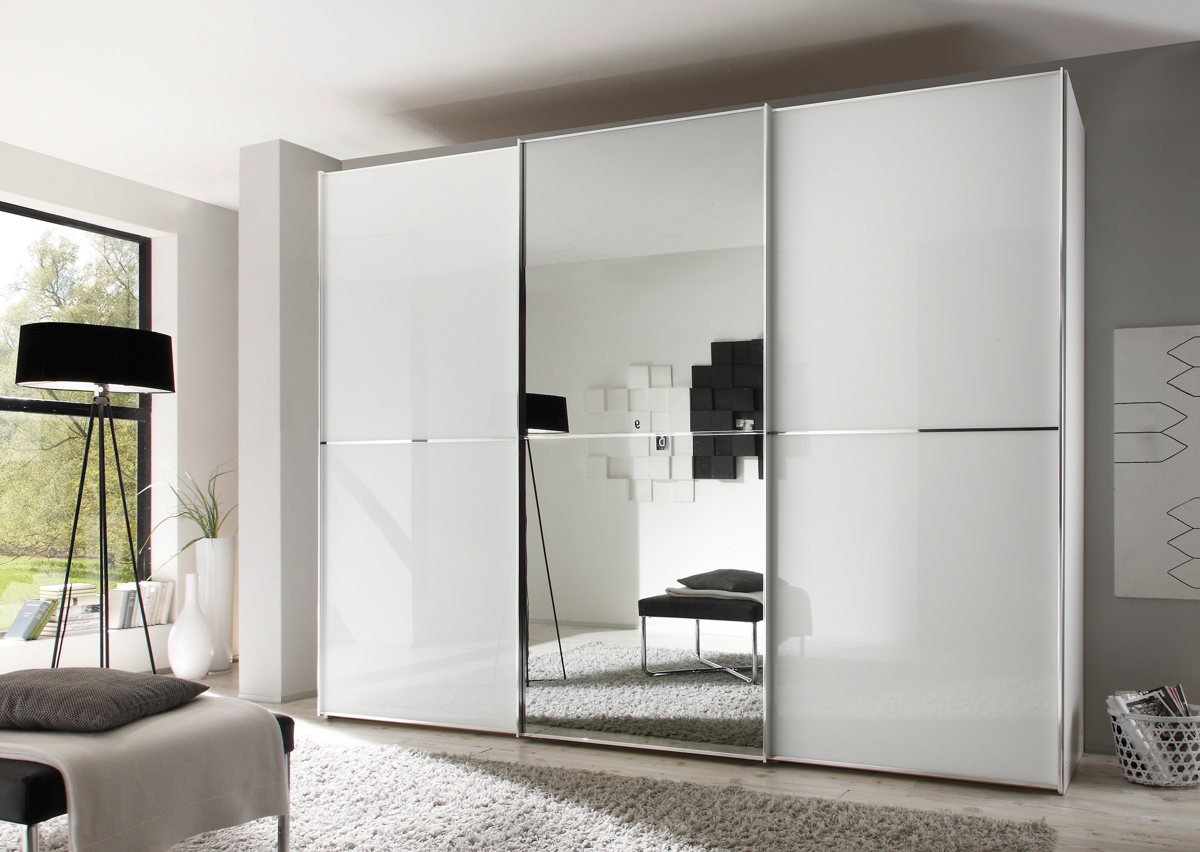 STAUD Schwebetürenschrank »Sinfonie Plus, edles Design in hochwertiger Qualität, Made in Germany« in 4 verschiedenen Ausstattungen erhältlich,  Mit kombinierter Glas-Spiegel-Front, viele Varianten