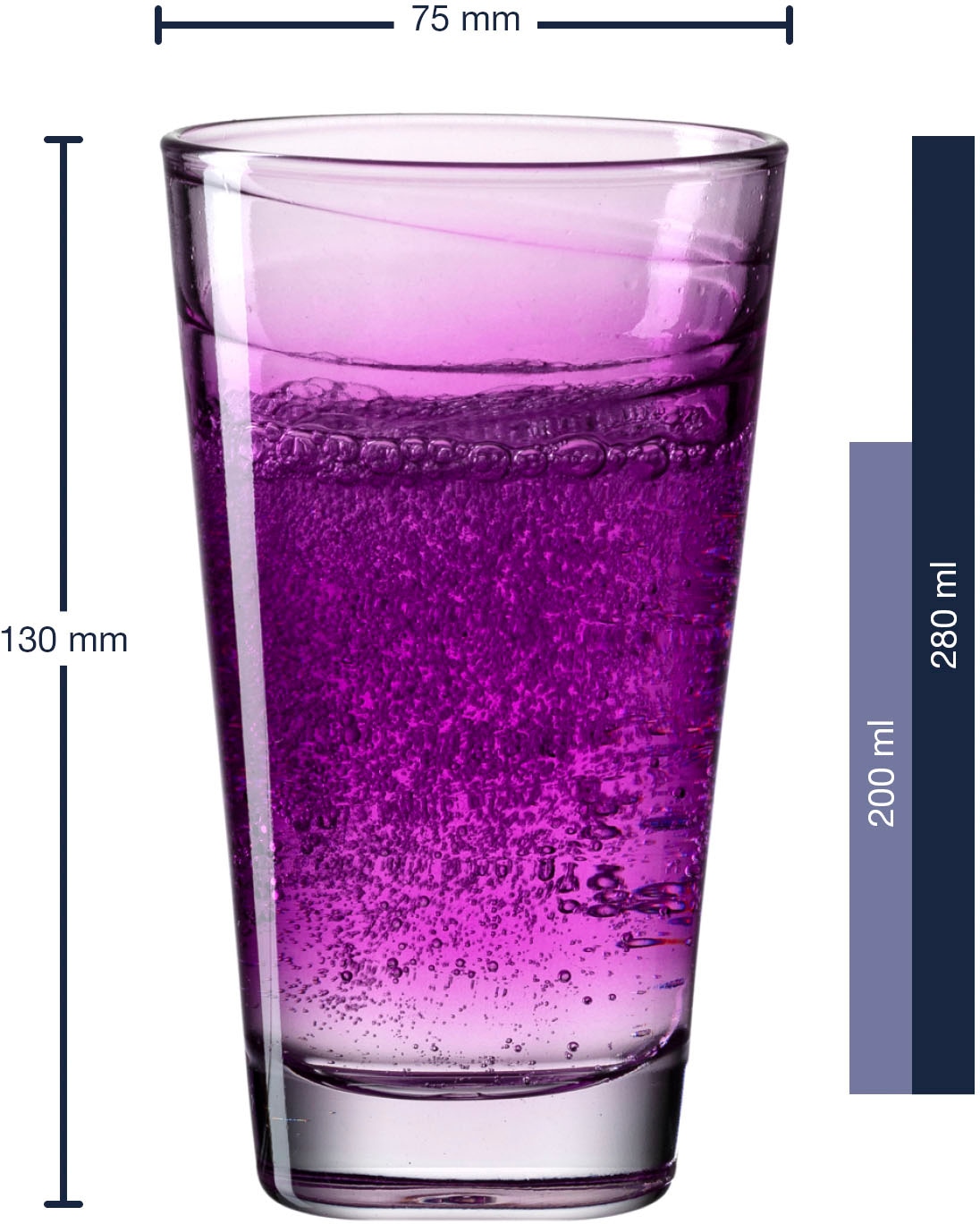 LEONARDO Longdrinkglas »VARIO STRUTTURA«, (Set, 6 tlg.), 280 ml, 6-teilig