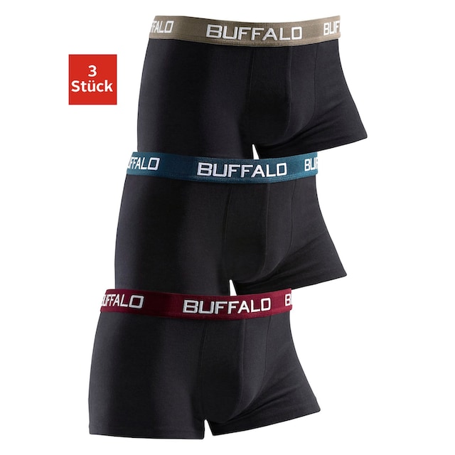Buffalo bestellen St.), Jungen kontrastfarbenem Bündchen im für 3 Online-Shop mit (Packung, Boxer,
