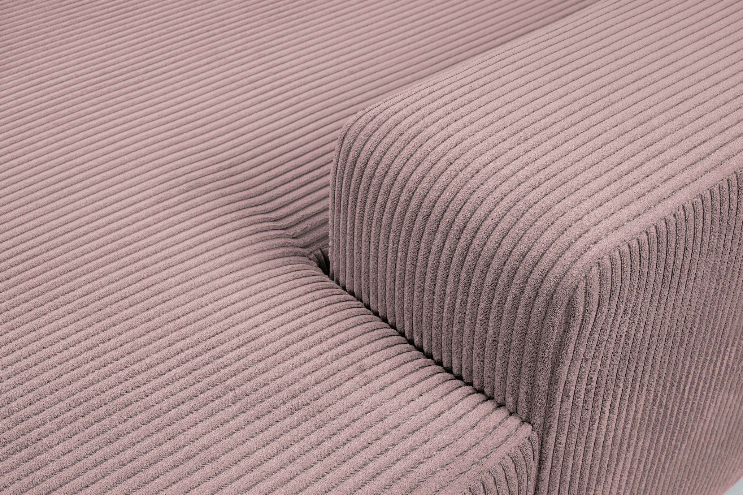 WERK2 Wohnlandschaft »Rotterdam-U, U-Form, in kuschelweichem Cord oder Breitcord«, Design Sofa mit Schlaffunktion & Bettkasten, Cord, Rose