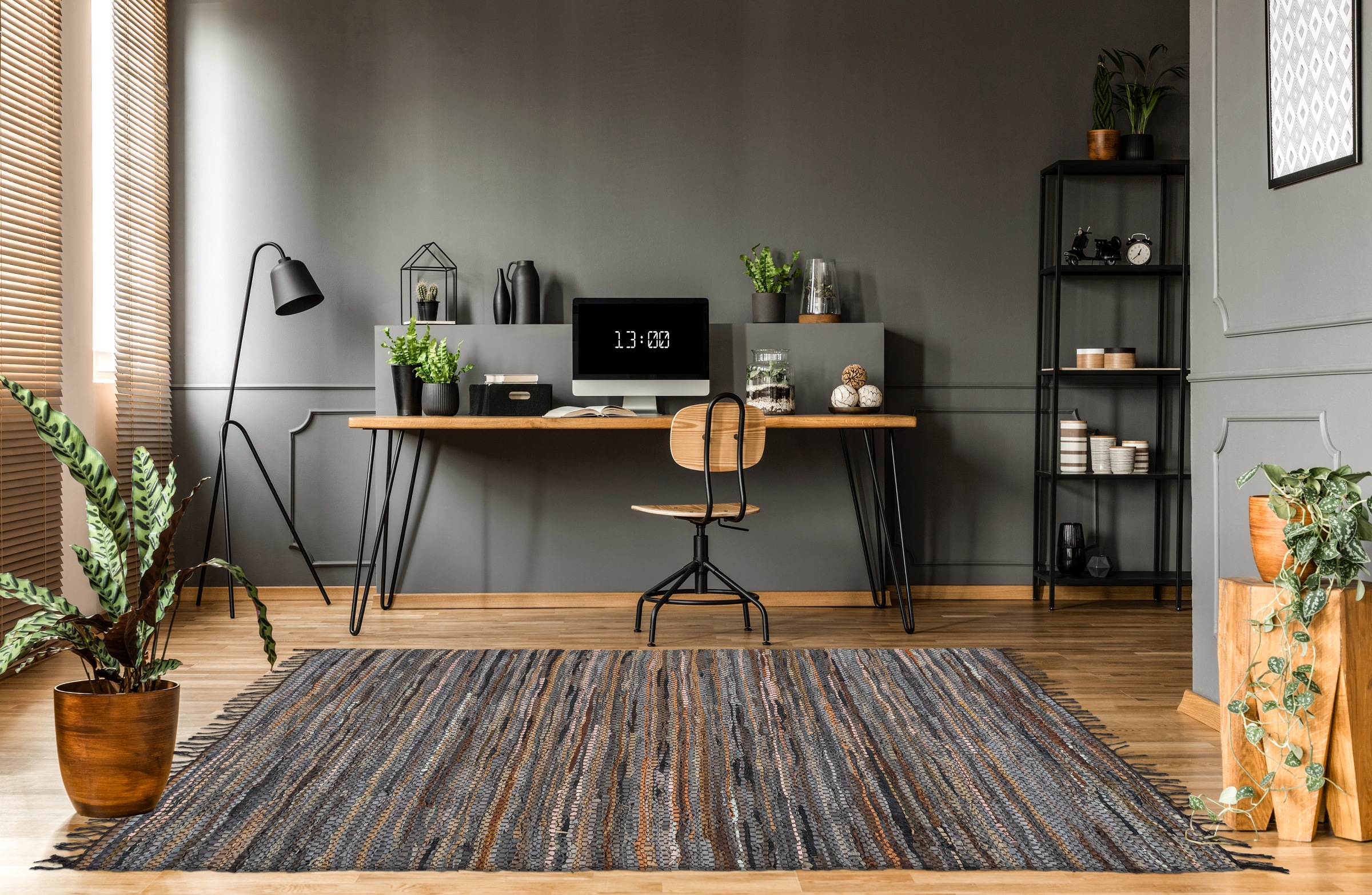 Kayoom Teppich »Sonipat 110«, rechteckig, 16 mm Höhe, Echtleder flachgewebt, hochwertiges Unikat