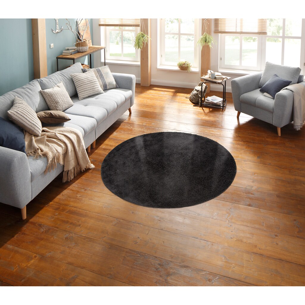 my home Hochflor-Teppich »Mikro Soft Ideal«, rund, Mikrofaser, extra flauschig, weich, pflegeleicht, elegant, Uni