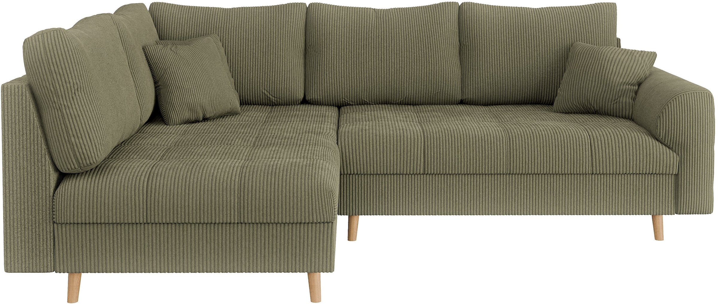 Home affaire Ecksofa »CHARRE L-Form mit Ottomane, Maße B/T/H: 231/161/81 cm«, feine Steppung, lose Rücken- und Zierkissen, auch in Cord und Bouclé