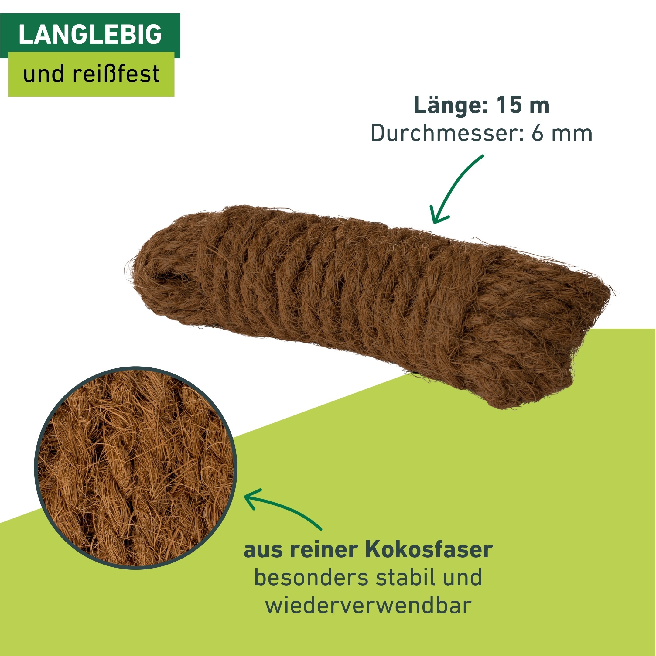 Windhager Pflanzschnur »Kokos-Baumanbinder, Garn aus 100% Kokosfaser« 1 Stk. tlg. Kokoseil zur Stabilisierung von Bäumen und Pflanzen, Baum-Kordel 15 m