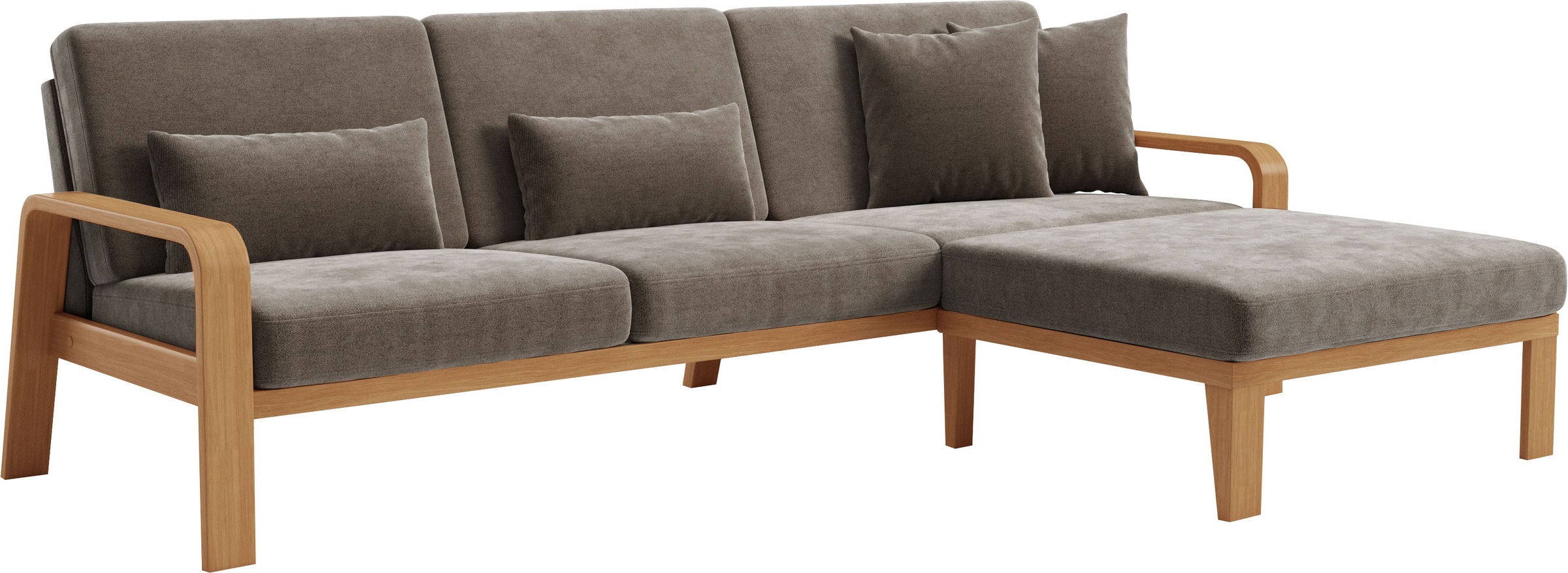 sit&more Ecksofa »Kolding L-Form«, Armlehnen aus eichefarbigem Buchenholz, verschiedene Bezüge und Farben
