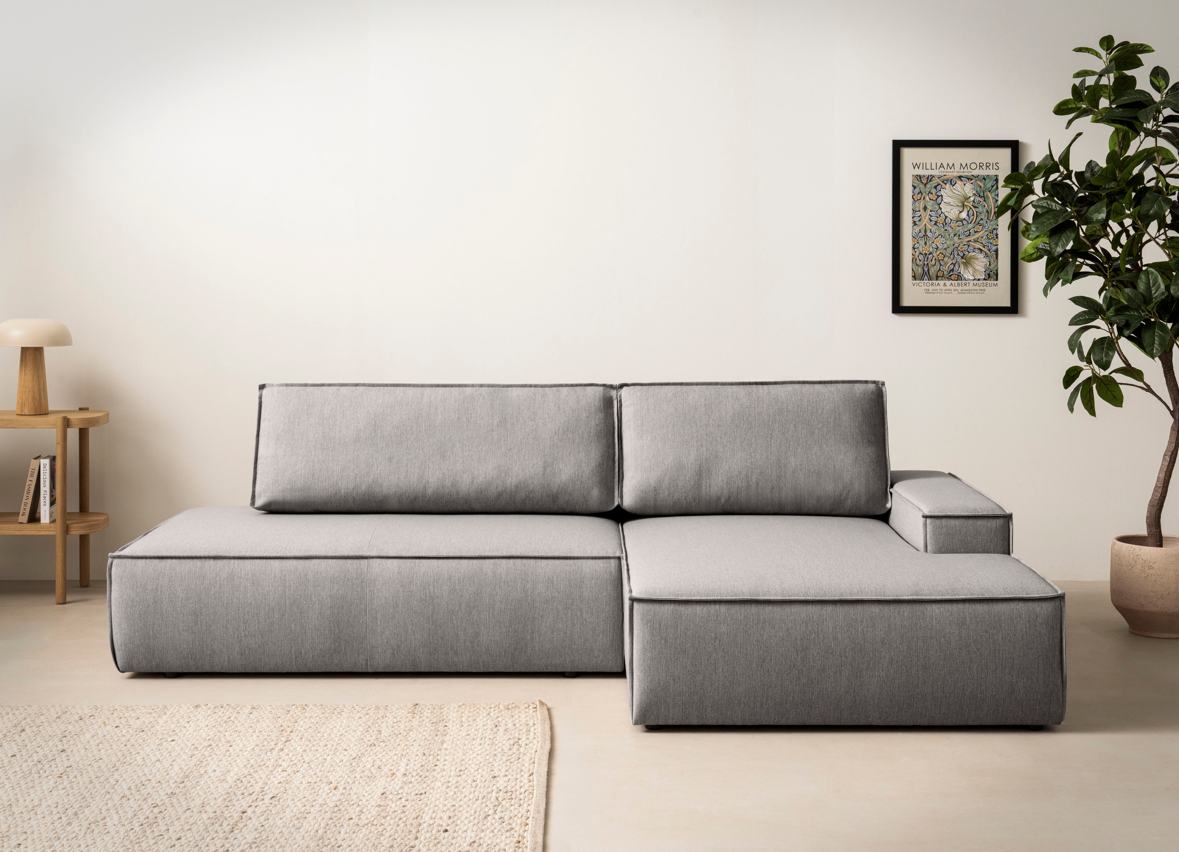 Home affaire Ecksofa »SHERWOOD, Schlafsofa in L-Form offen (275cm), Cord, Leinenoptik«, Schlaffunktion und Bettkasten, Kedernaht, hoher Sitz- & Liegekomfort