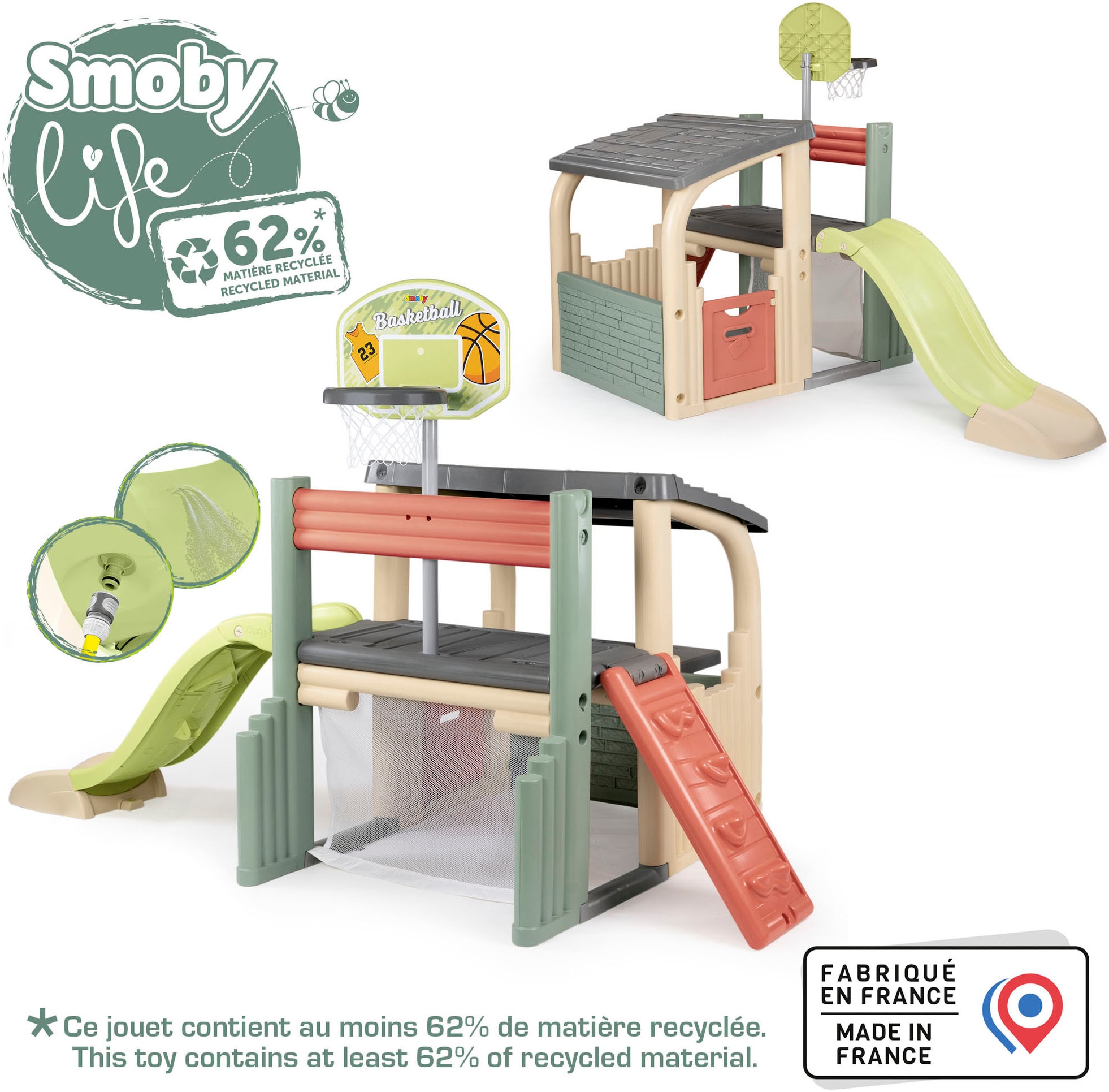 Smoby Klettergerüst »Smoby Life, Klettergerüst Fun Center«, Rutsche mit Wasseranschluss; Made in Europe