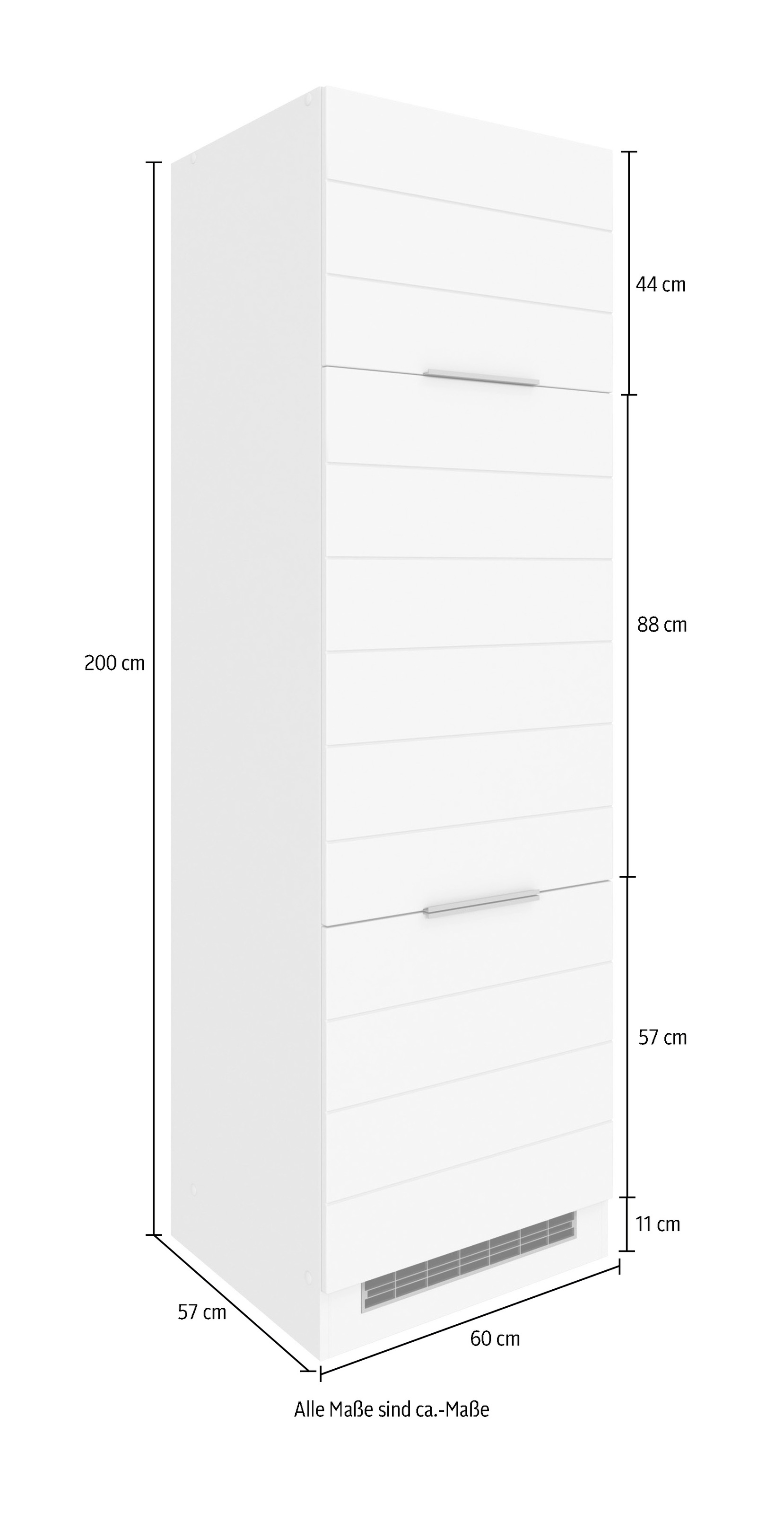 KOCHSTATION Kühlumbauschrank »KS-Luhe« 60 cm breit, hochwertige MDF-Fronten mit waagerechter Lisene