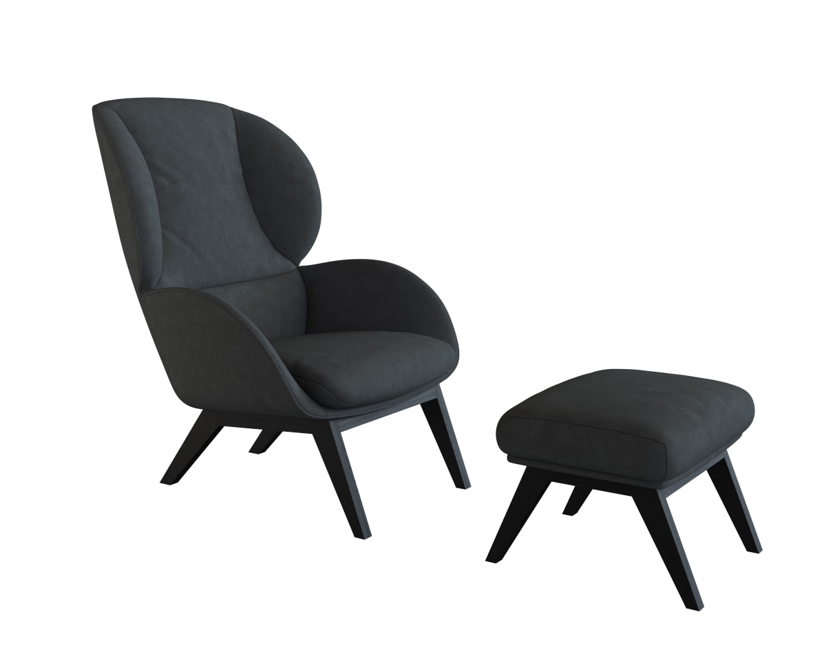 FLEXLUX Polsterhocker »Adria«, Fuß schwarz, Fußhocker für Ohrensessel
