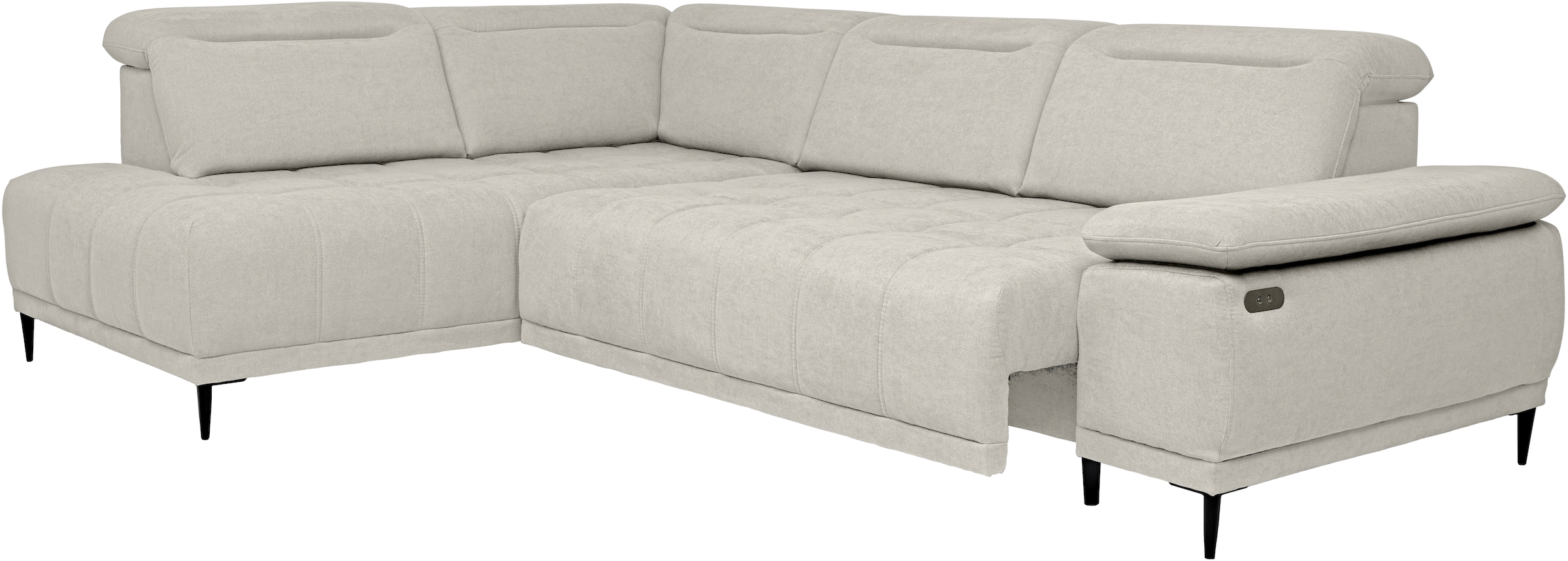 WERK2 Ecksofa »Focus-L, elektrisch erweiterbare Sitztiefe um ca. 30 cm, L-Form« Komfort nach Maß: Ausziehbare Sitztiefe, verstellbare Kopfteile & Füße